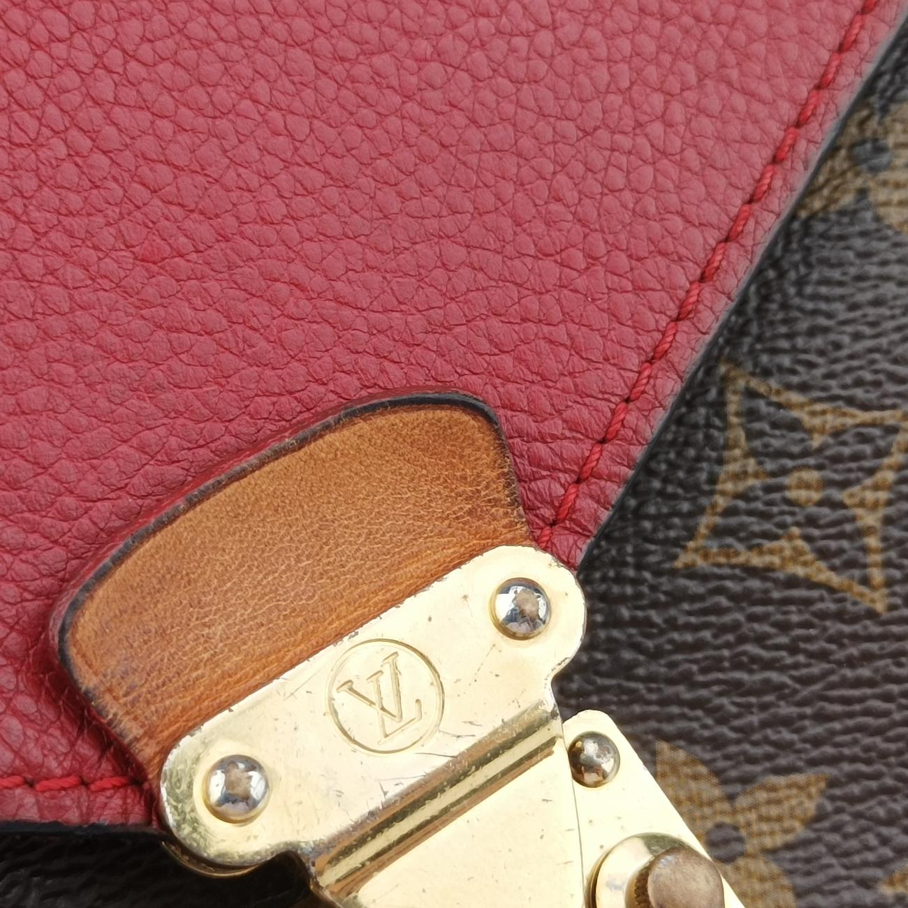 Pre-owned Louis Vuitton PALLAS Chain Brown×CERISE Monogram Canvas×calf leather M41201 shoulderbag | stylenewstar