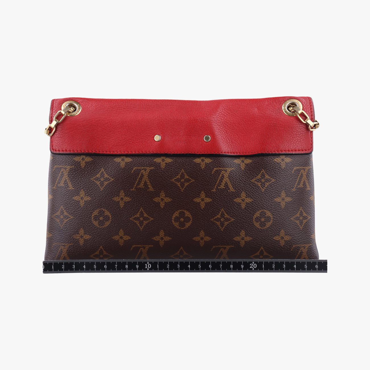 Pre-owned Louis Vuitton PALLAS Chain Brown×CERISE Monogram Canvas×calf leather M41201 shoulderbag | stylenewstar