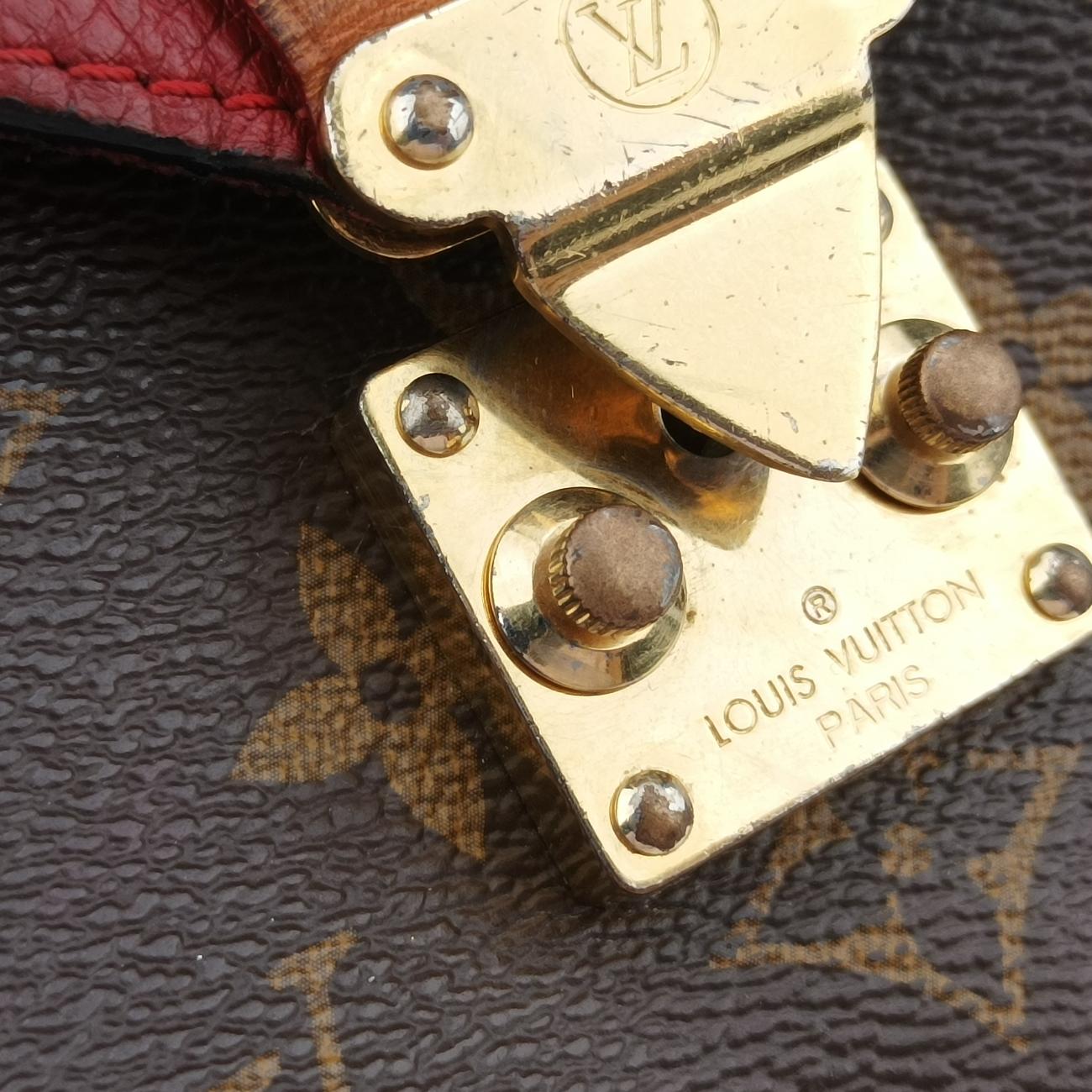 Pre-owned Louis Vuitton PALLAS Chain Brown×CERISE Monogram Canvas×calf leather M41201 shoulderbag | stylenewstar