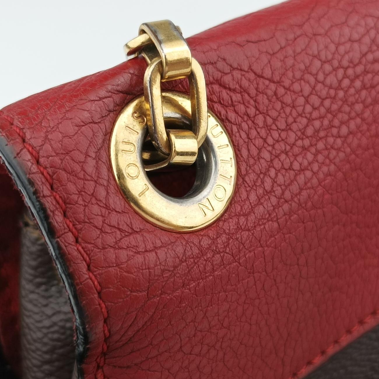 Pre-owned Louis Vuitton PALLAS Chain Brown×CERISE Monogram Canvas×calf leather M41201 shoulderbag | stylenewstar