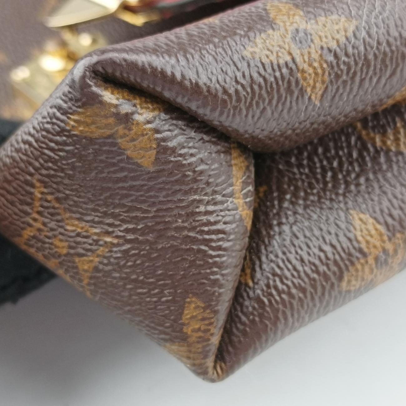 Pre-owned Louis Vuitton PALLAS Chain Brown×CERISE Monogram Canvas×calf leather M41201 shoulderbag | stylenewstar