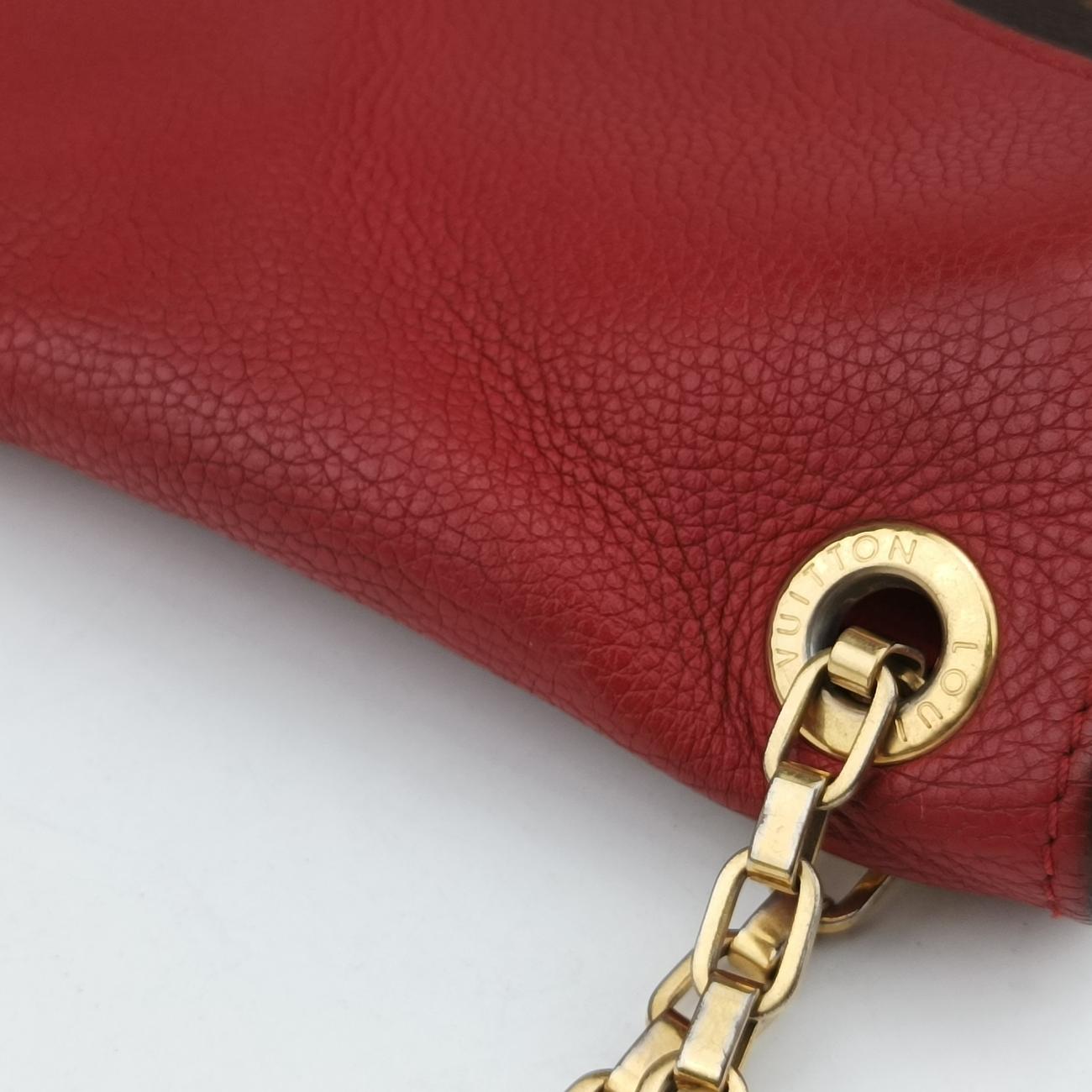 Pre-owned Louis Vuitton PALLAS Chain Brown×CERISE Monogram Canvas×calf leather M41201 shoulderbag | stylenewstar