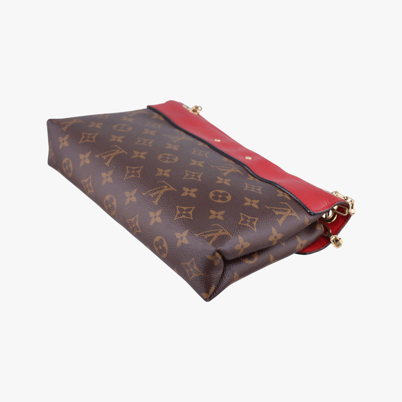 Pre-owned Louis Vuitton PALLAS Chain Brown×CERISE Monogram Canvas×calf leather M41201 shoulderbag | stylenewstar