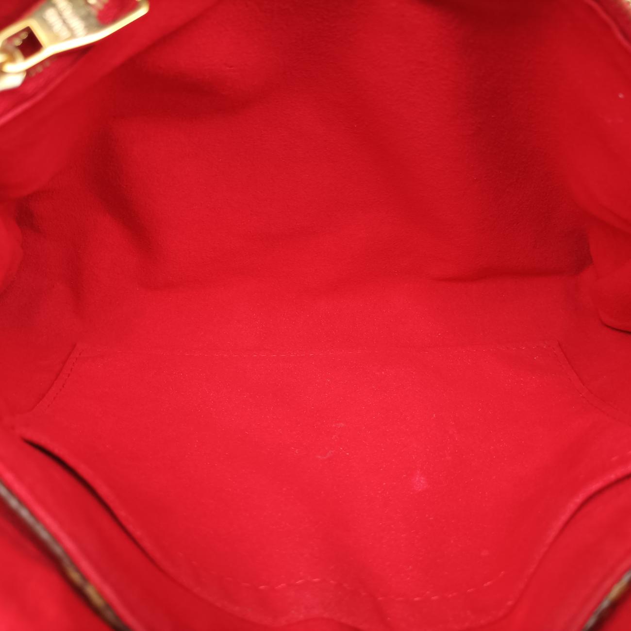 Pre-owned Louis Vuitton PALLAS Chain Brown×CERISE Monogram Canvas×calf leather M41201 shoulderbag | stylenewstar