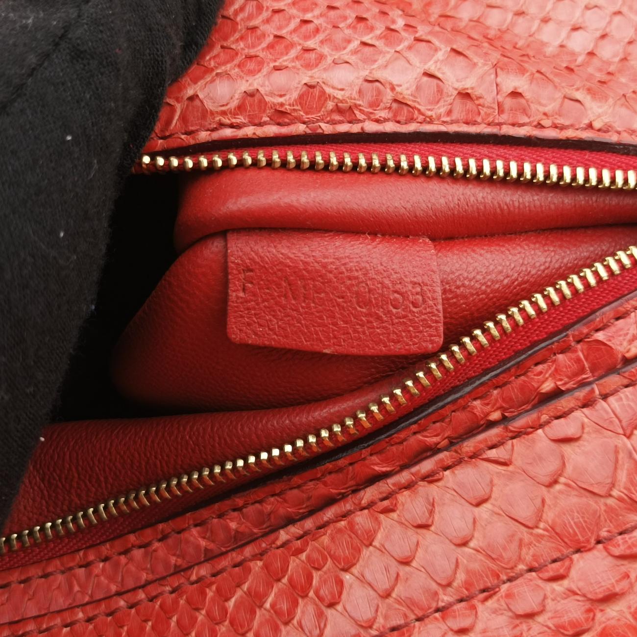 Pre-owned Celine Trapèze orange Snakeskin × suede  shoulderbag | stylenewstar