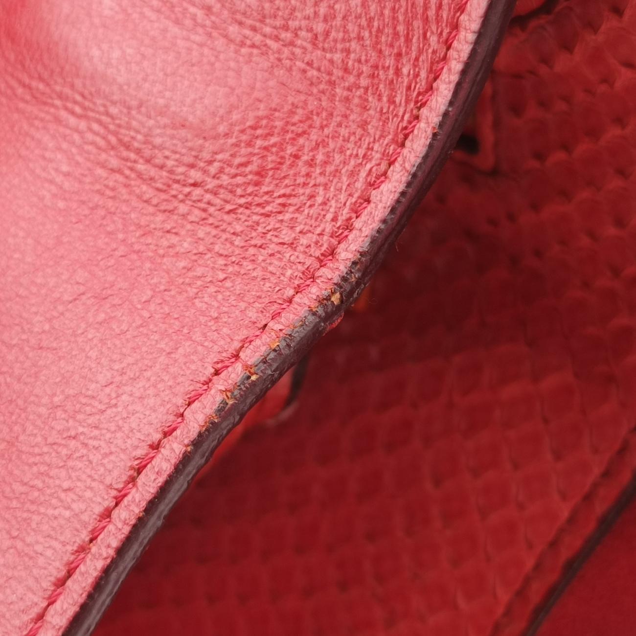 Pre-owned Celine Trapèze orange Snakeskin × suede  shoulderbag | stylenewstar