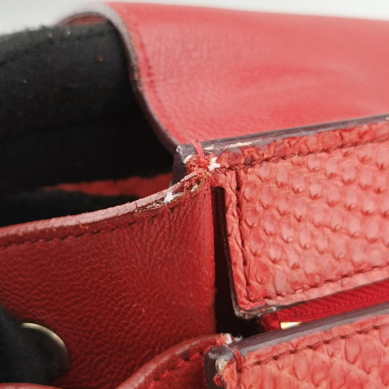 Pre-owned Celine Trapèze orange Snakeskin × suede  shoulderbag | stylenewstar