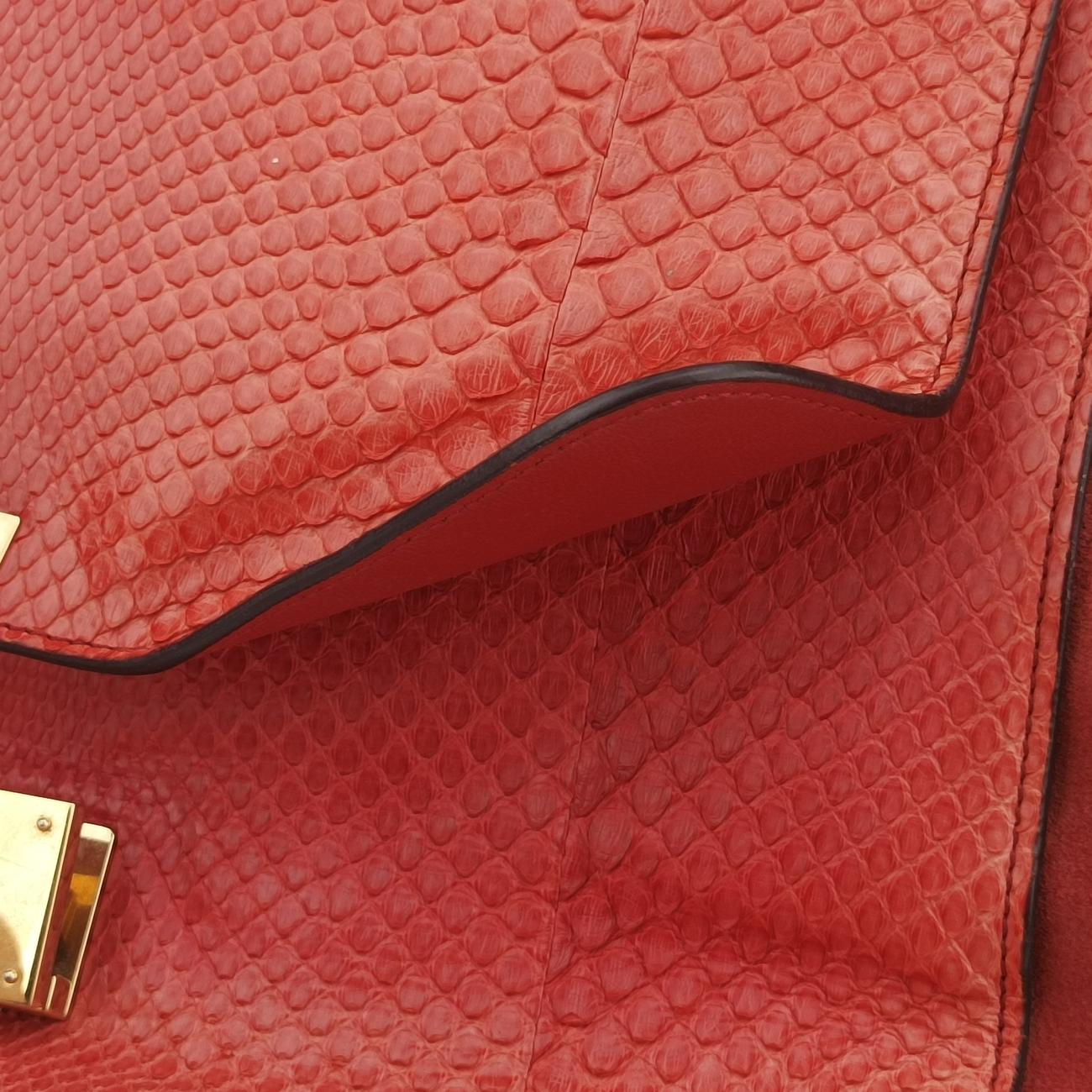 Pre-owned Celine Trapèze orange Snakeskin × suede  shoulderbag | stylenewstar