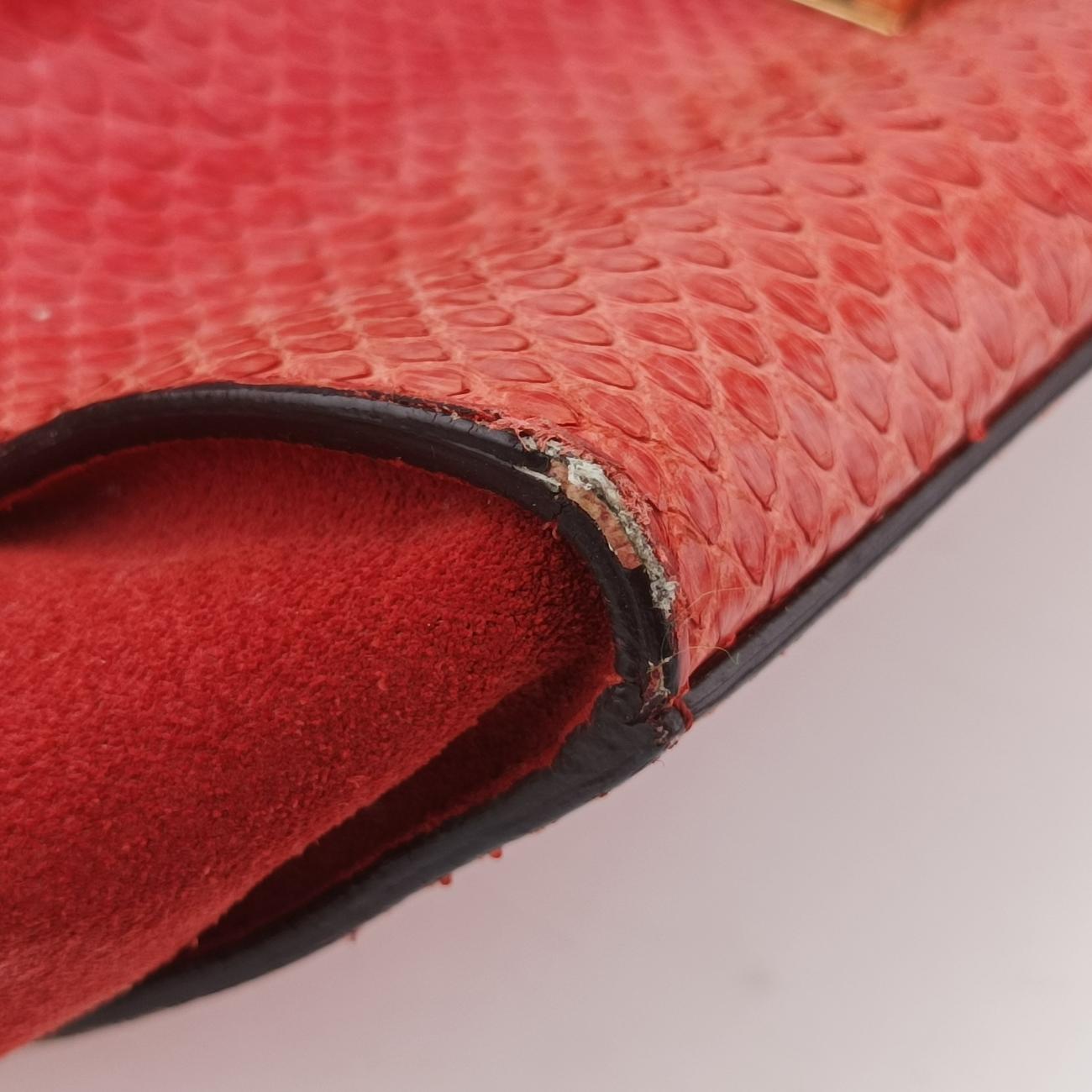 Pre-owned Celine Trapèze orange Snakeskin × suede  shoulderbag | stylenewstar