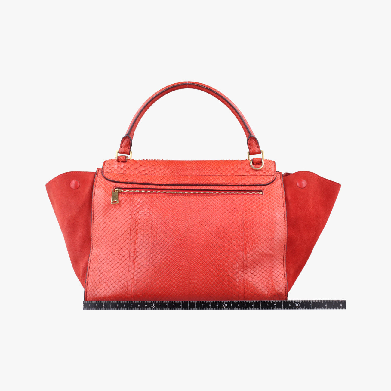 Pre-owned Celine Trapèze orange Snakeskin × suede  shoulderbag | stylenewstar