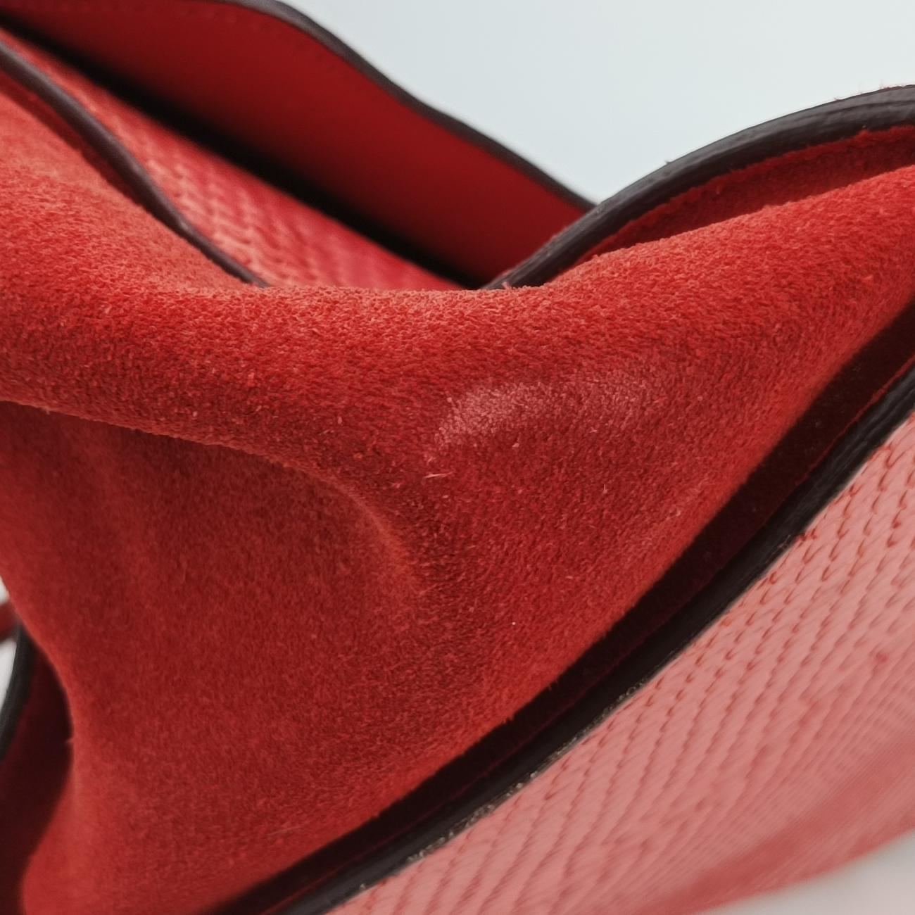 Pre-owned Celine Trapèze orange Snakeskin × suede  shoulderbag | stylenewstar