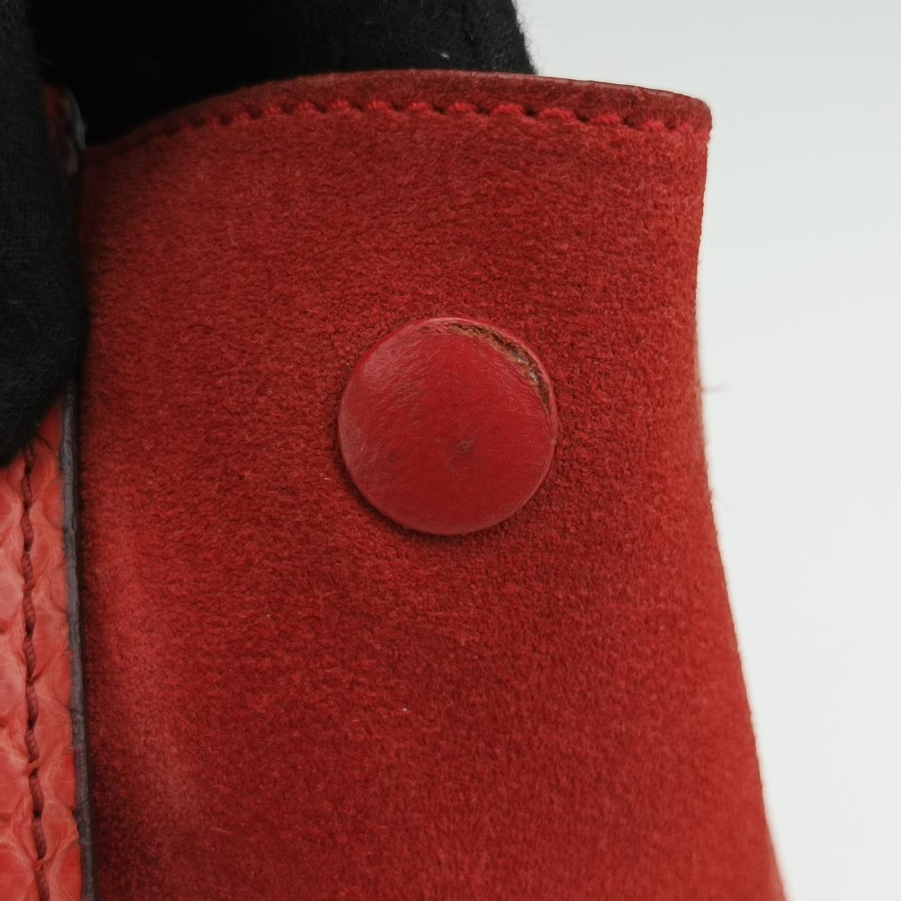 Pre-owned Celine Trapèze orange Snakeskin × suede  shoulderbag | stylenewstar