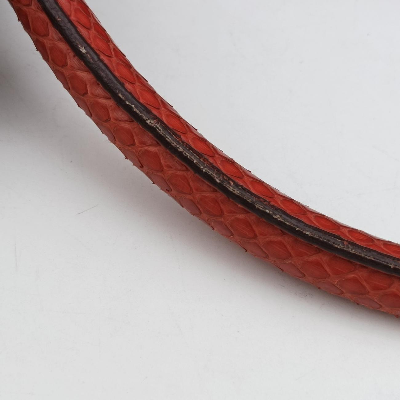 Pre-owned Celine Trapèze orange Snakeskin × suede  shoulderbag | stylenewstar