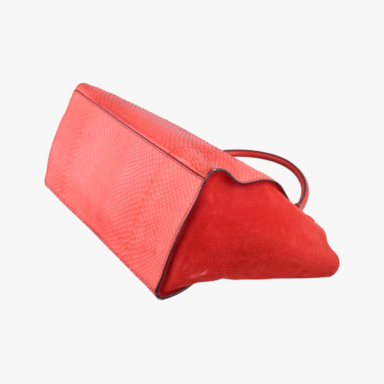 Pre-owned Celine Trapèze orange Snakeskin × suede  shoulderbag | stylenewstar