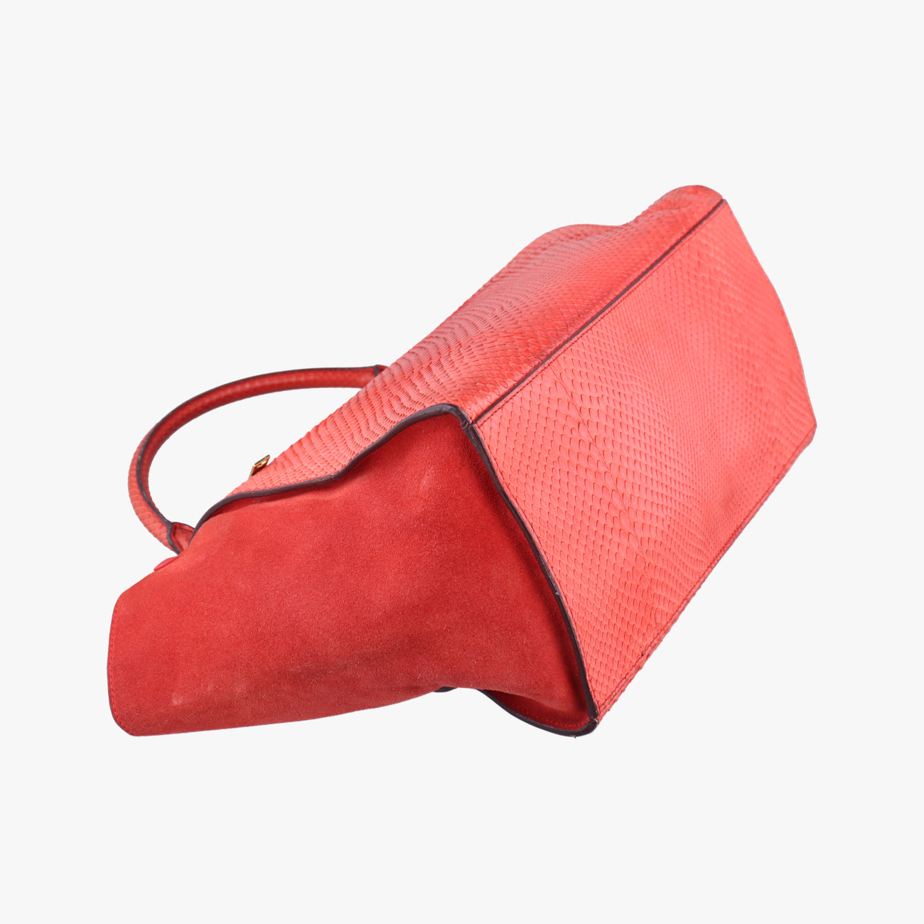 Pre-owned Celine Trapèze orange Snakeskin × suede  shoulderbag | stylenewstar