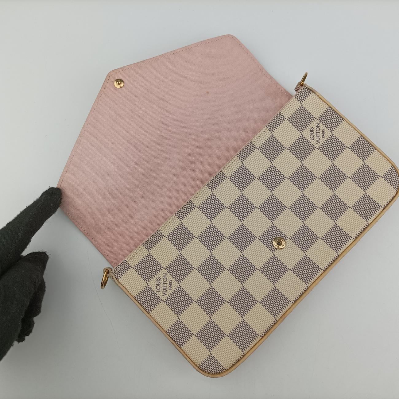 Pre-owned Louis Vuitton Pochette FéLICIE Azur Damier Canvas N63106 shoulderbag | stylenewstar