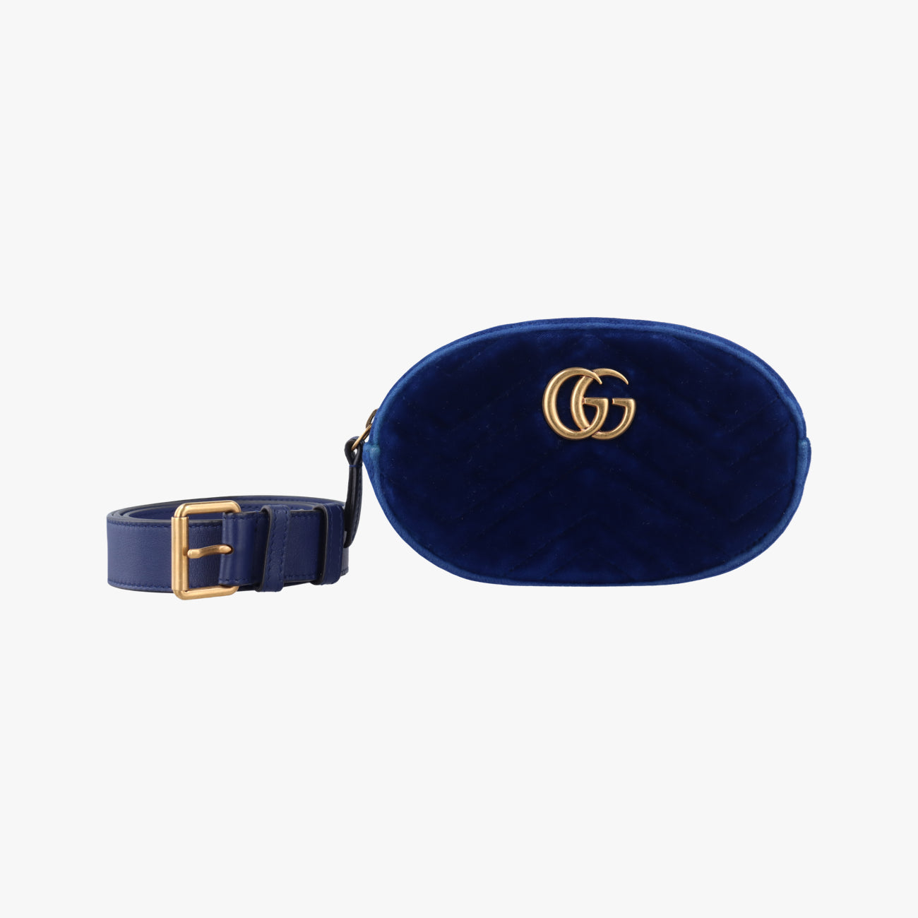 Pre-owned Gucci GG Marmont Blue velour 476434 bum bag/waist bag | stylenewstar