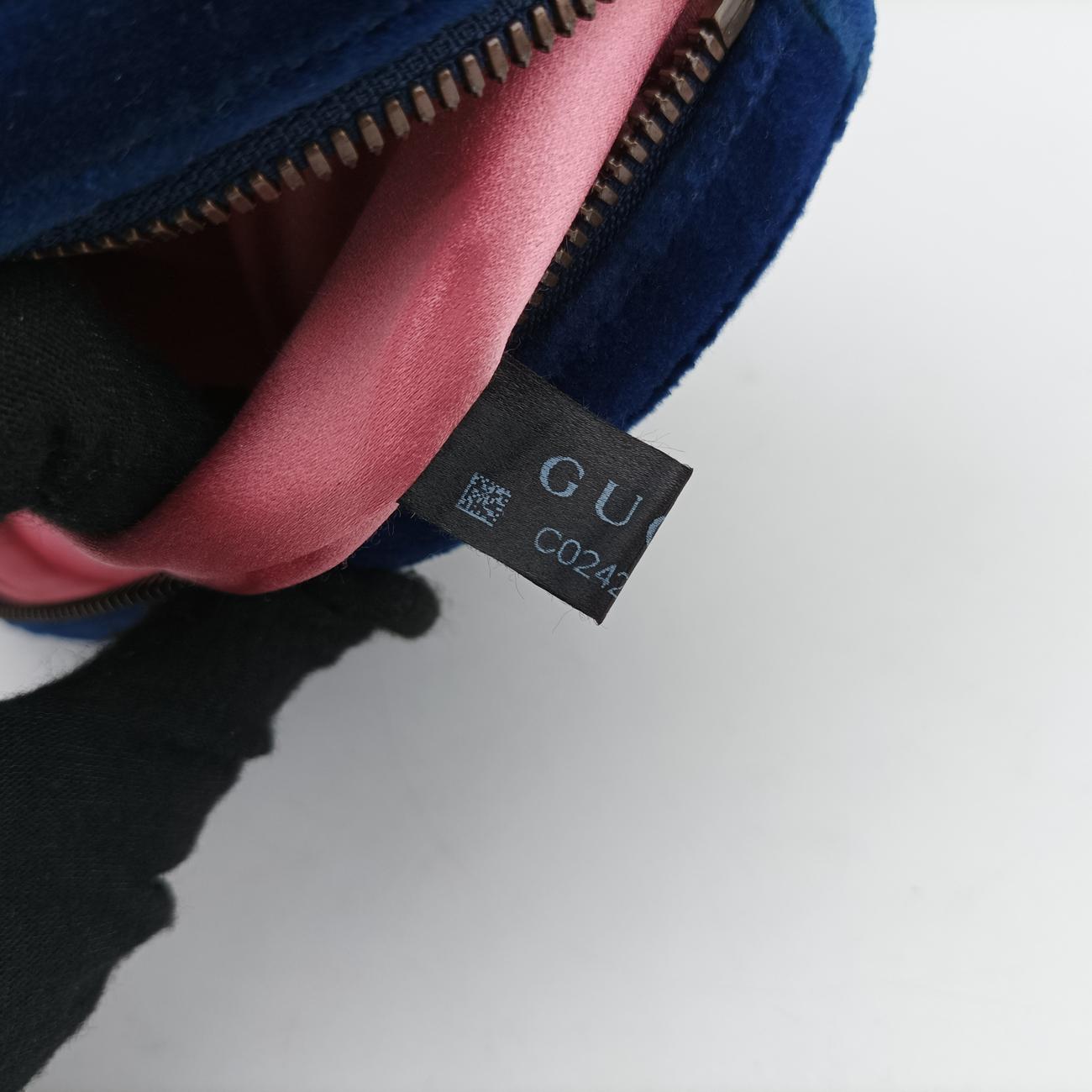 Pre-owned Gucci GG Marmont Blue velour 476434 bum bag/waist bag | stylenewstar