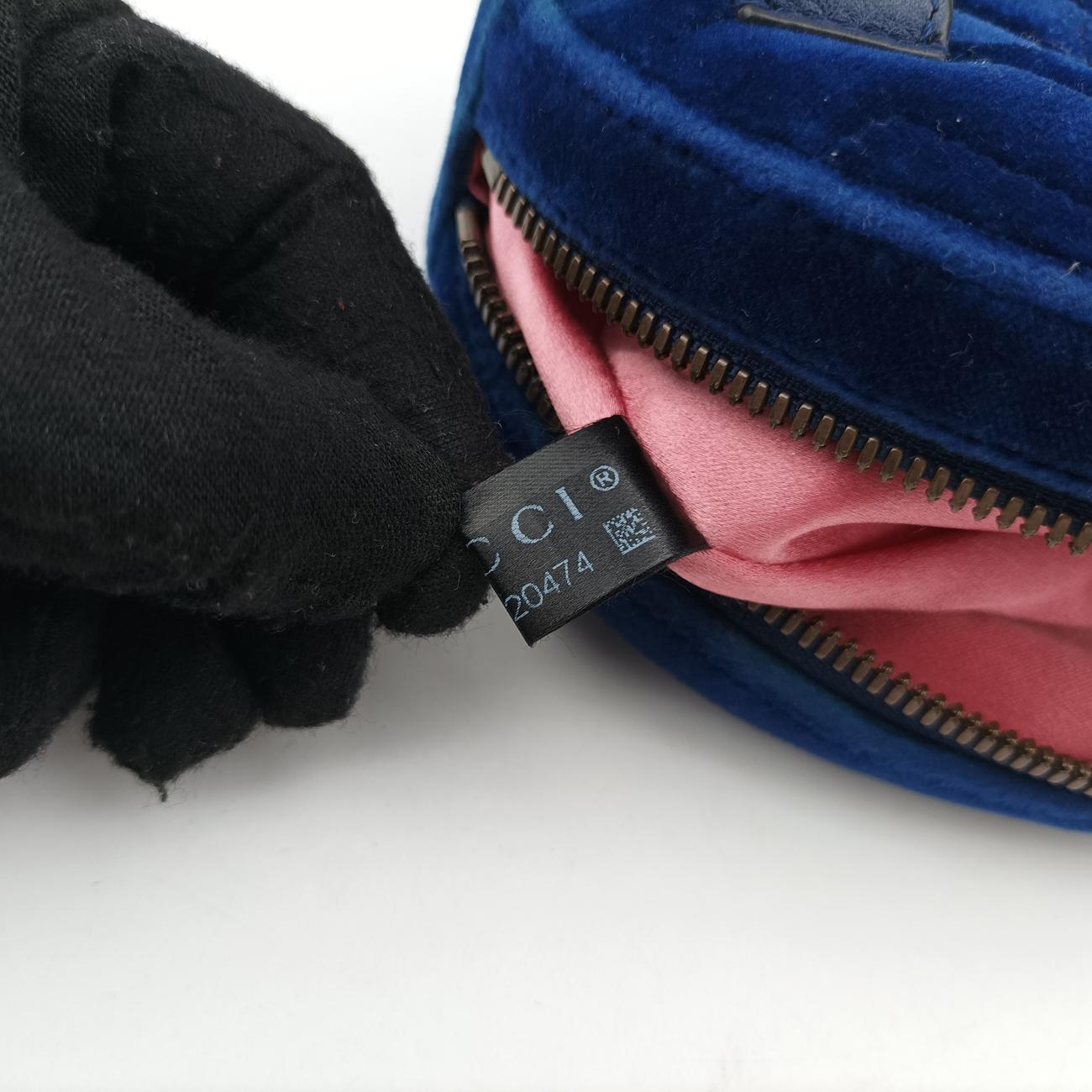 Pre-owned Gucci GG Marmont Blue velour 476434 bum bag/waist bag | stylenewstar