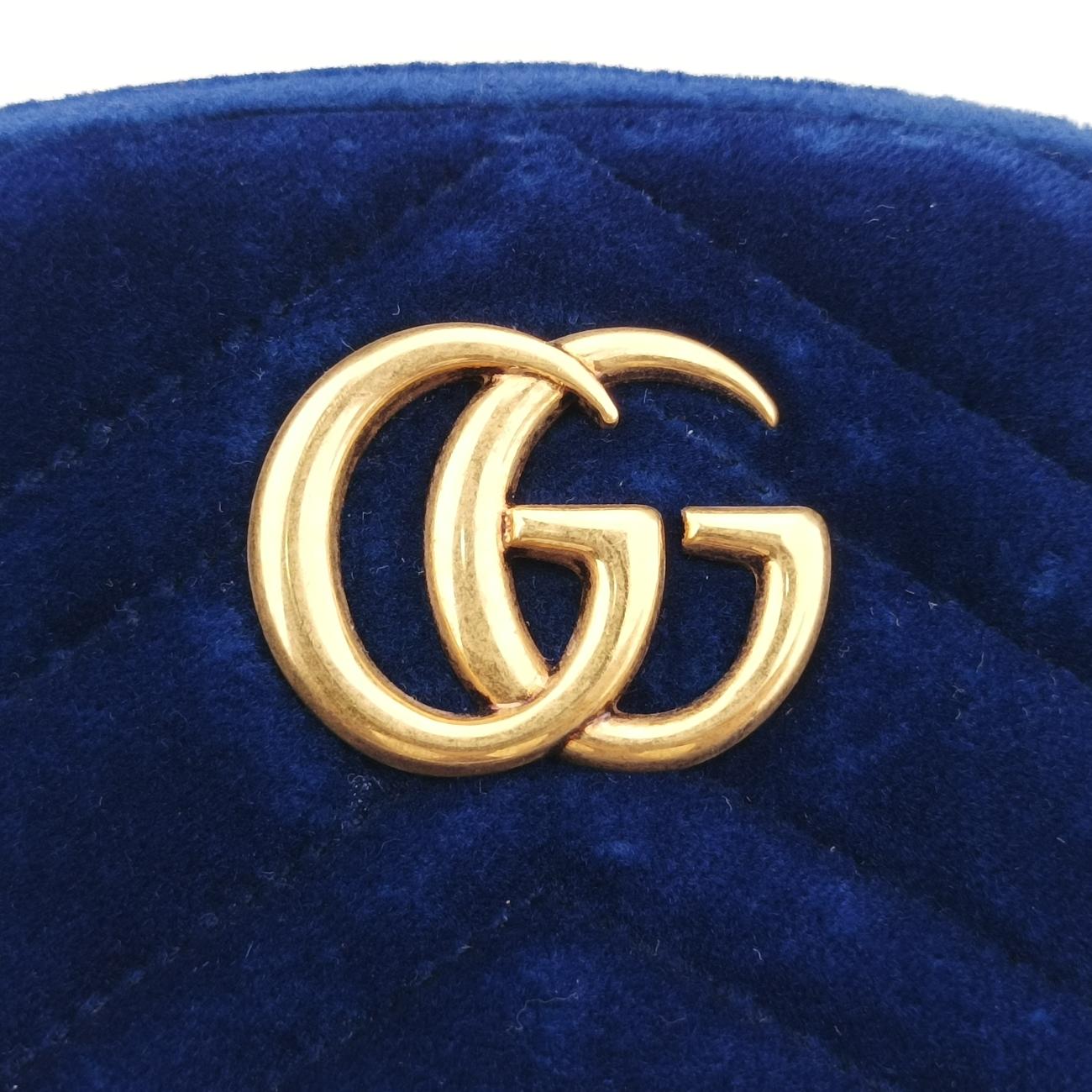 Pre-owned Gucci GG Marmont Blue velour 476434 bum bag/waist bag | stylenewstar