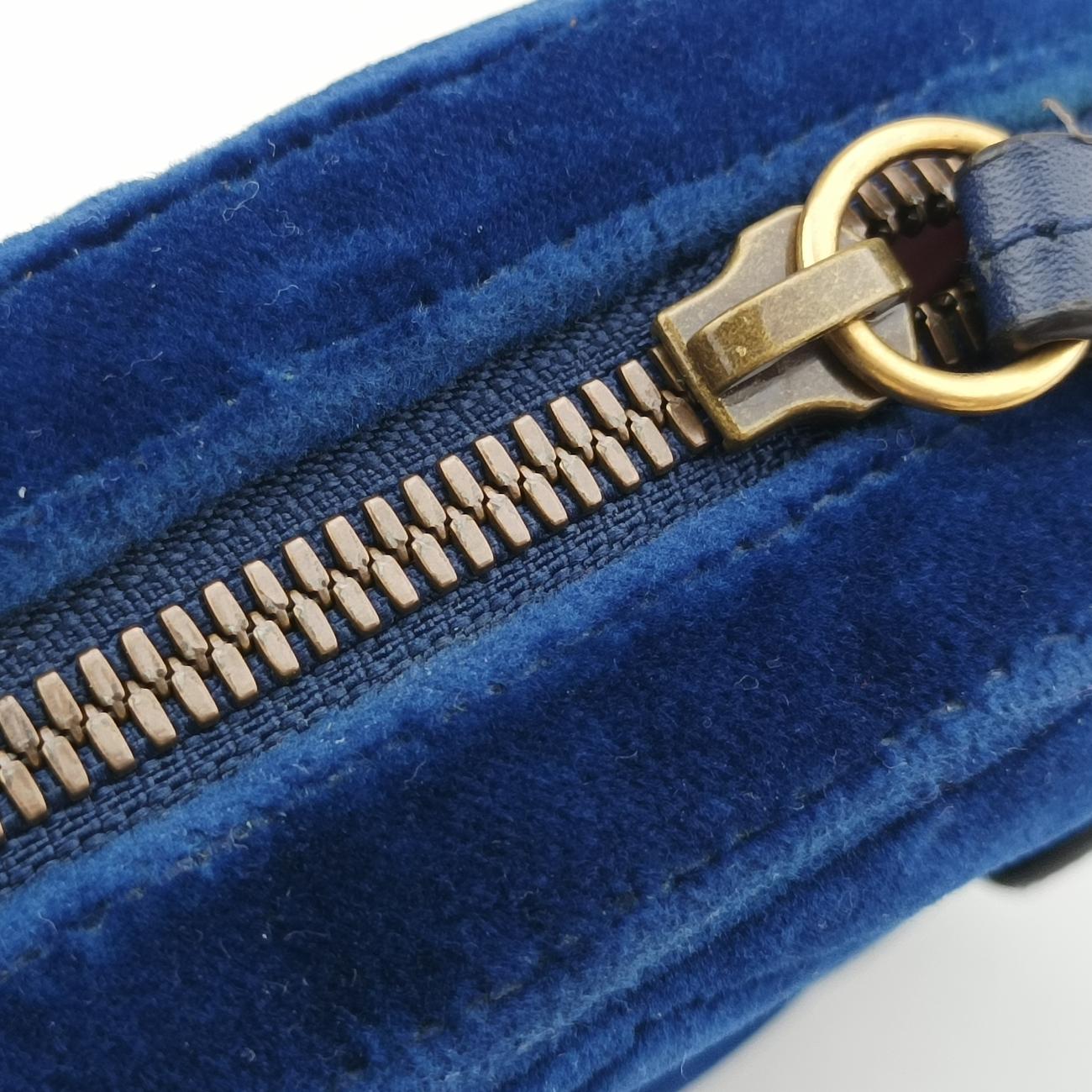 Pre-owned Gucci GG Marmont Blue velour 476434 bum bag/waist bag | stylenewstar