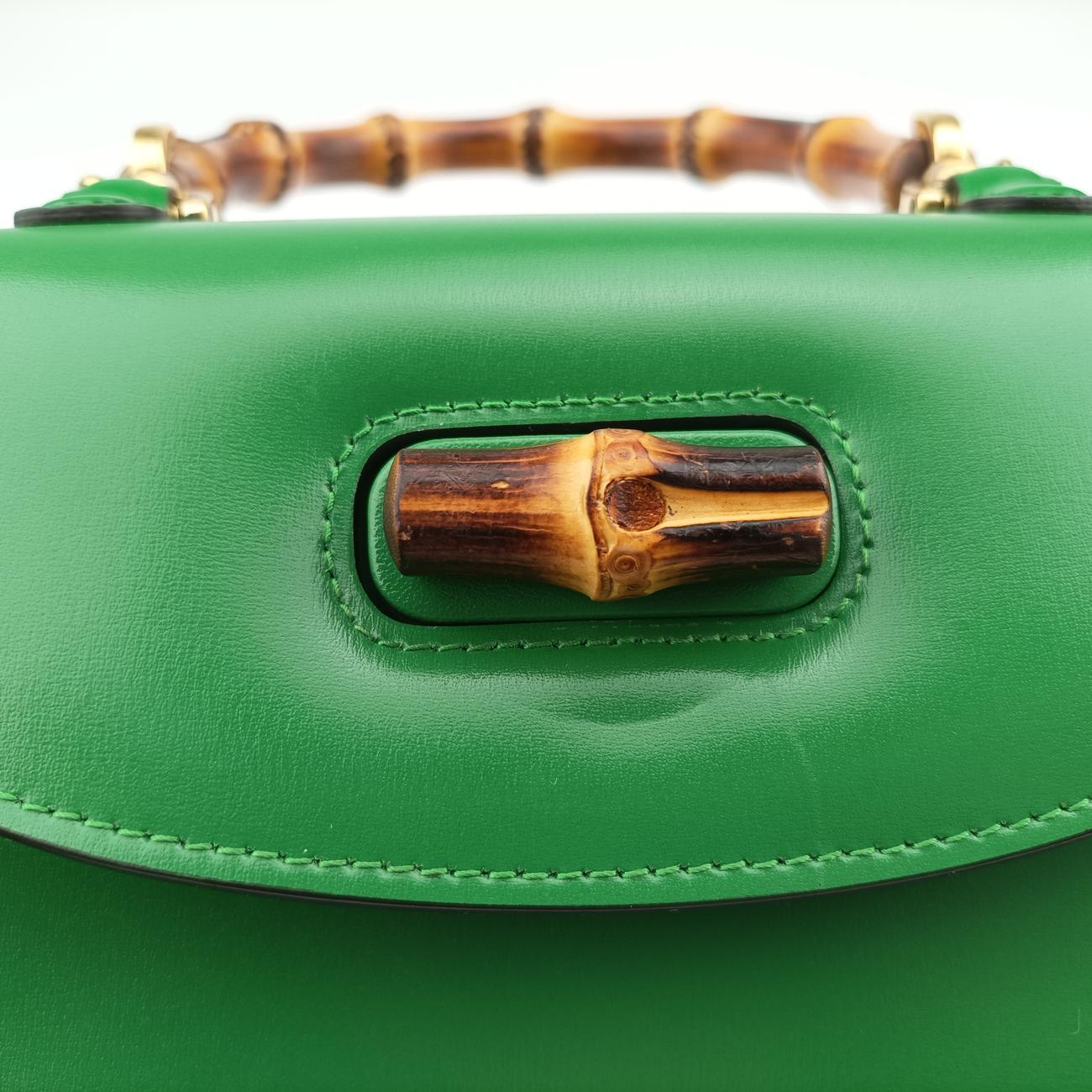 Vintage Gucci New Bamboo Green Leather 675797 shoulderbag | stylenewstar