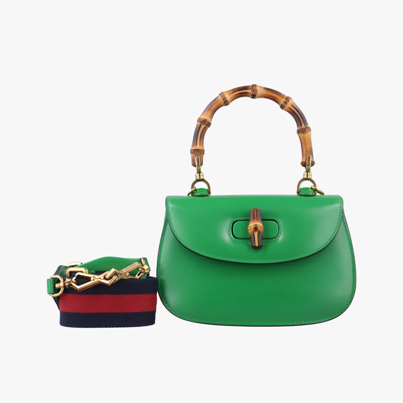 Pre-owned Gucci New Bamboo Green Leather 675797 shoulderbag | stylenewstar