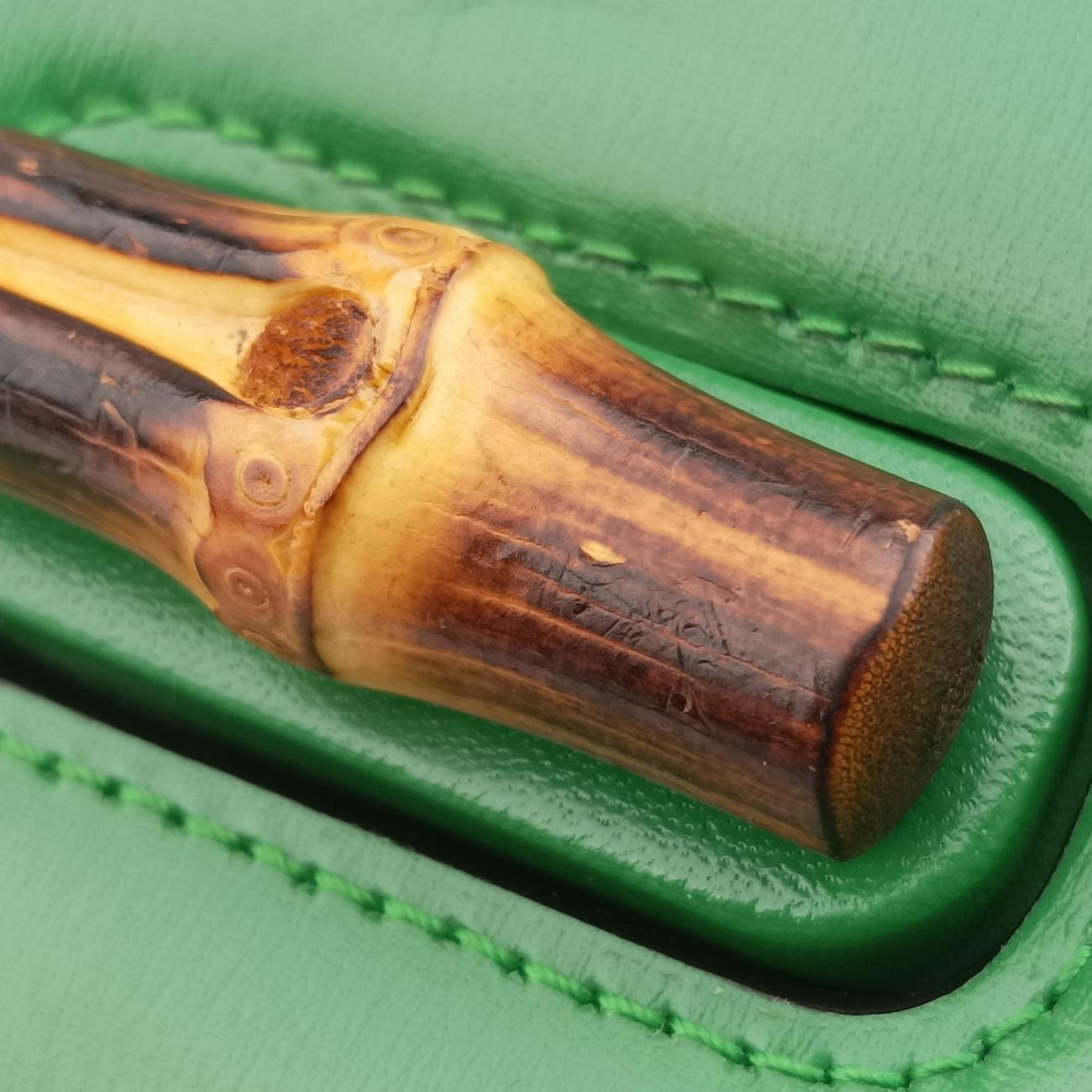 Vintage Gucci New Bamboo Green Leather 675797 shoulderbag | stylenewstar