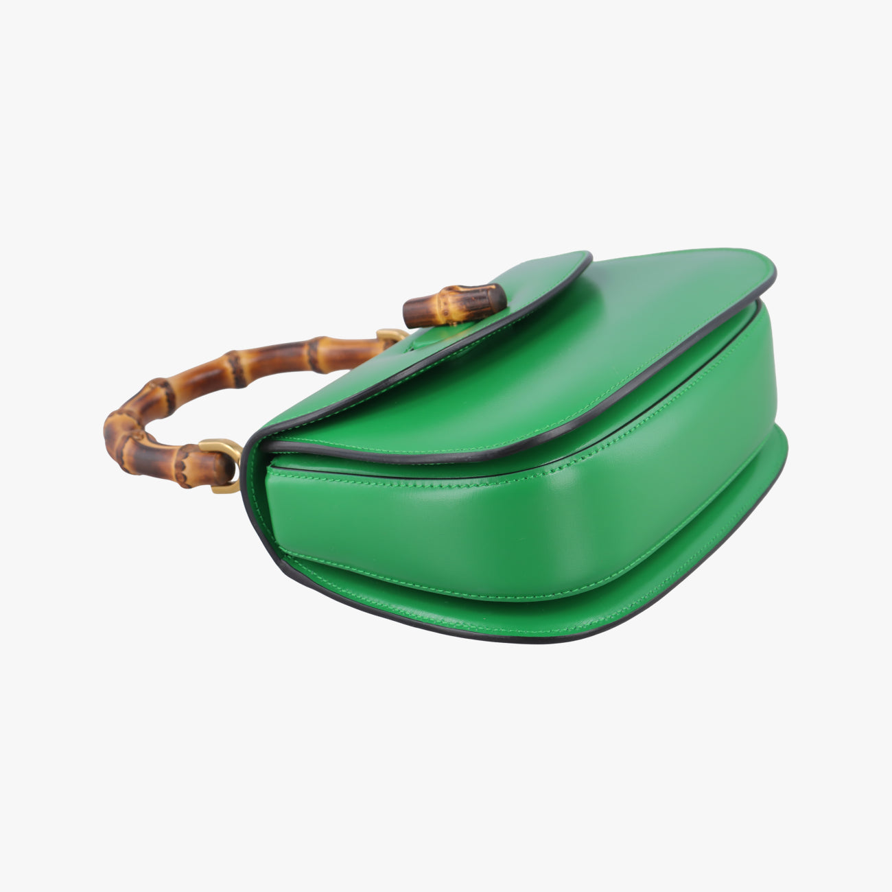 Pre-owned Gucci New Bamboo Green Leather 675797 shoulderbag | stylenewstar