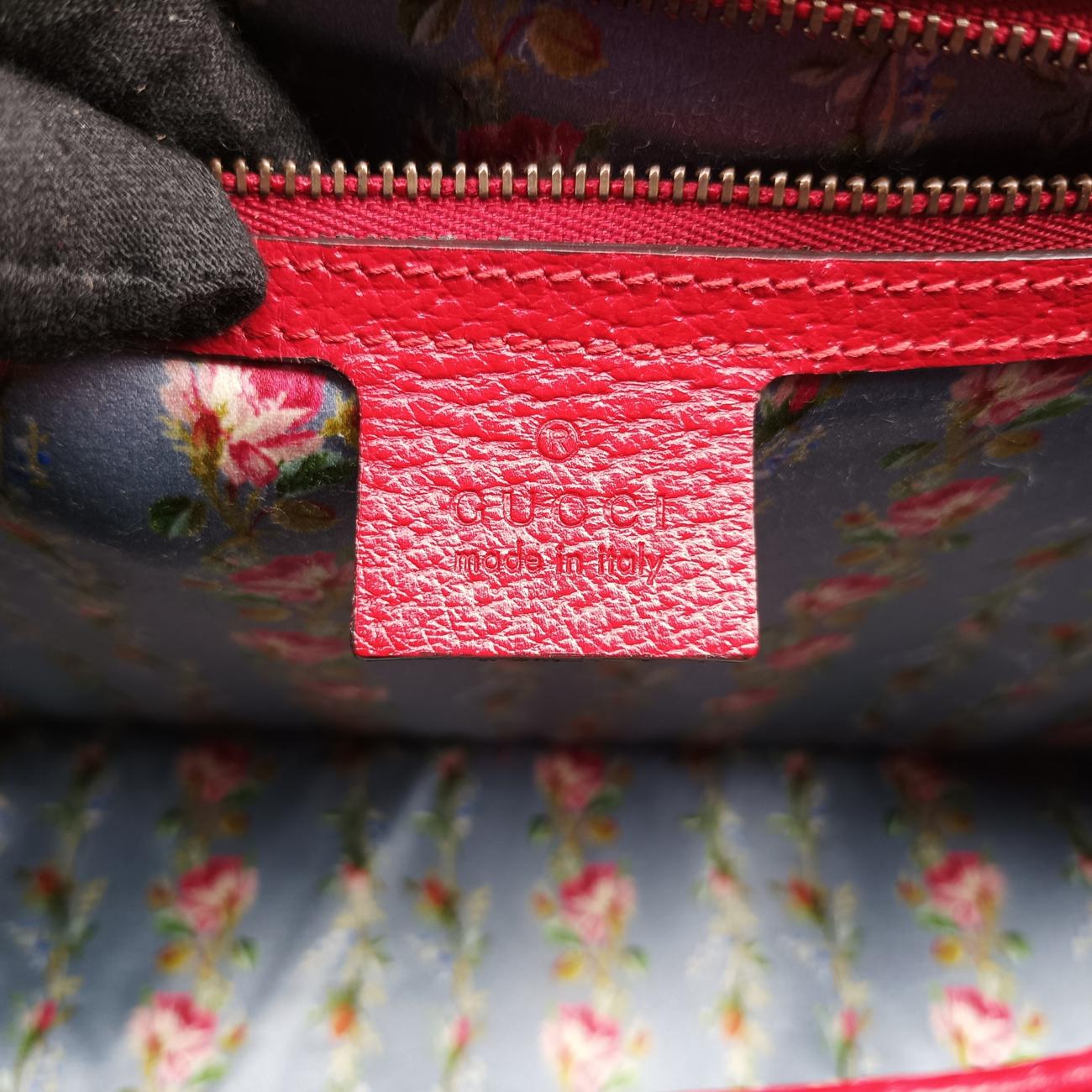 Pre-owned Gucci Bamboo Web butterfly Red×Multicolour Leather 488691 shoulderbag | stylenewstar