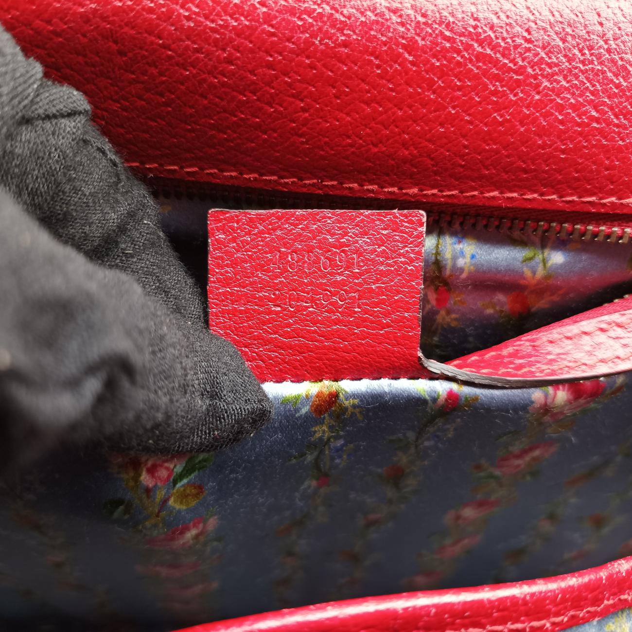 Pre-owned Gucci Bamboo Web butterfly Red×Multicolour Leather 488691 shoulderbag | stylenewstar