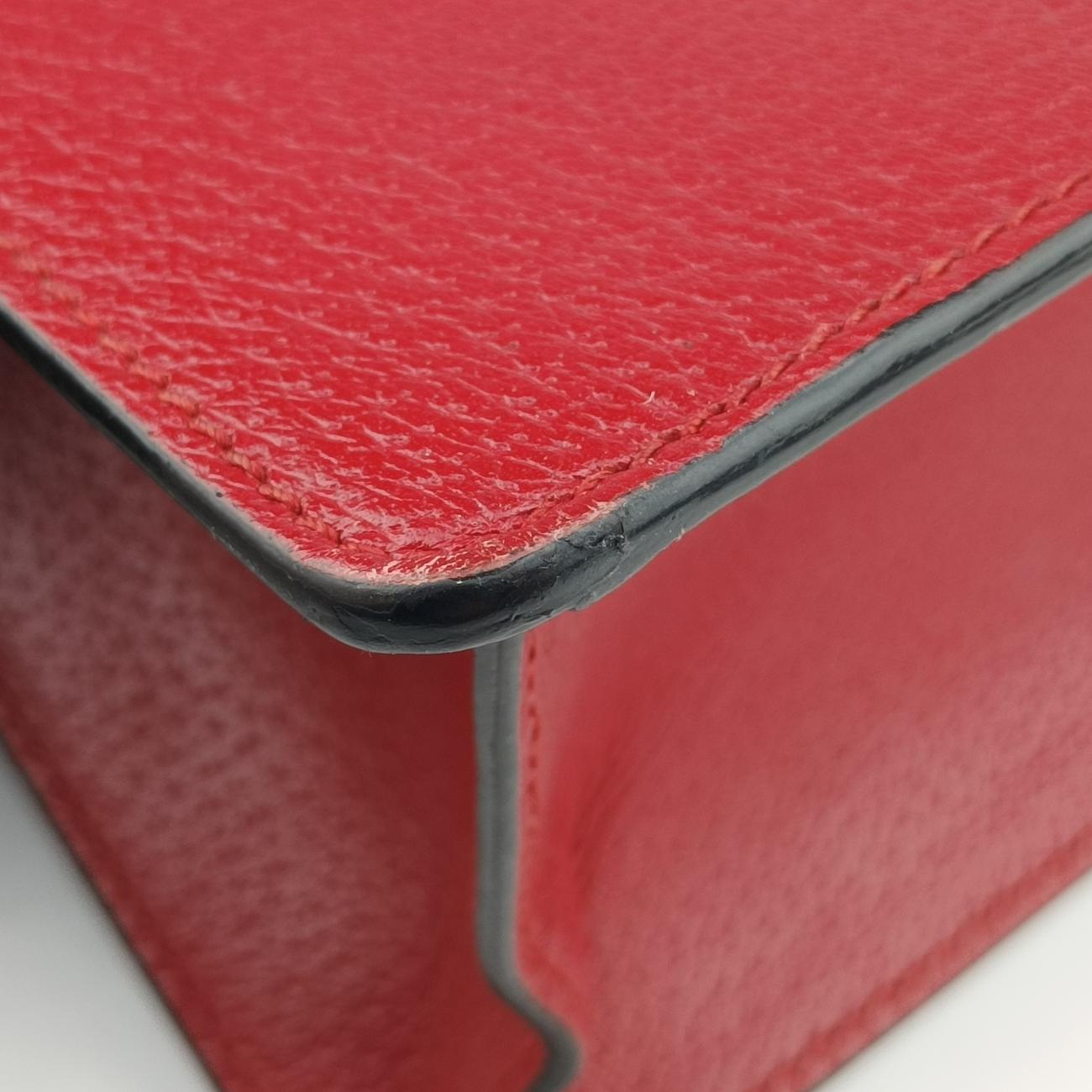 Pre-owned Gucci Bamboo Web butterfly Red×Multicolour Leather 488691 shoulderbag | stylenewstar