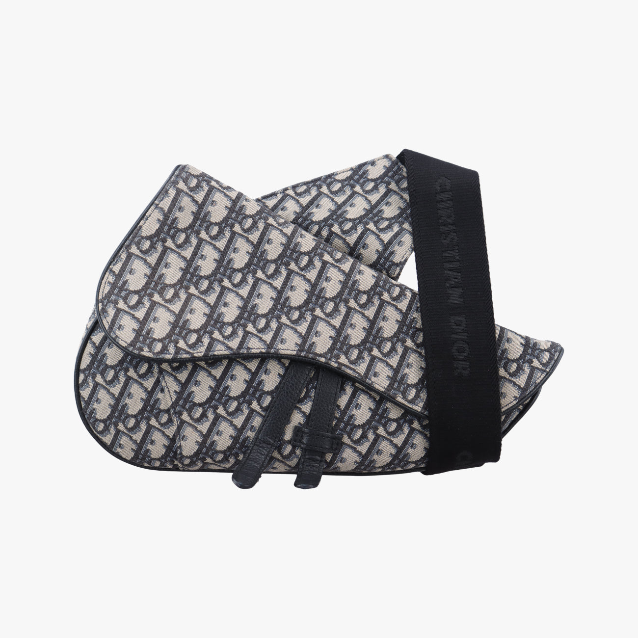 Pre-owned Christian Dior saddle Navy×Gray Jacquard  bum bag/waist bag | stylenewstar
