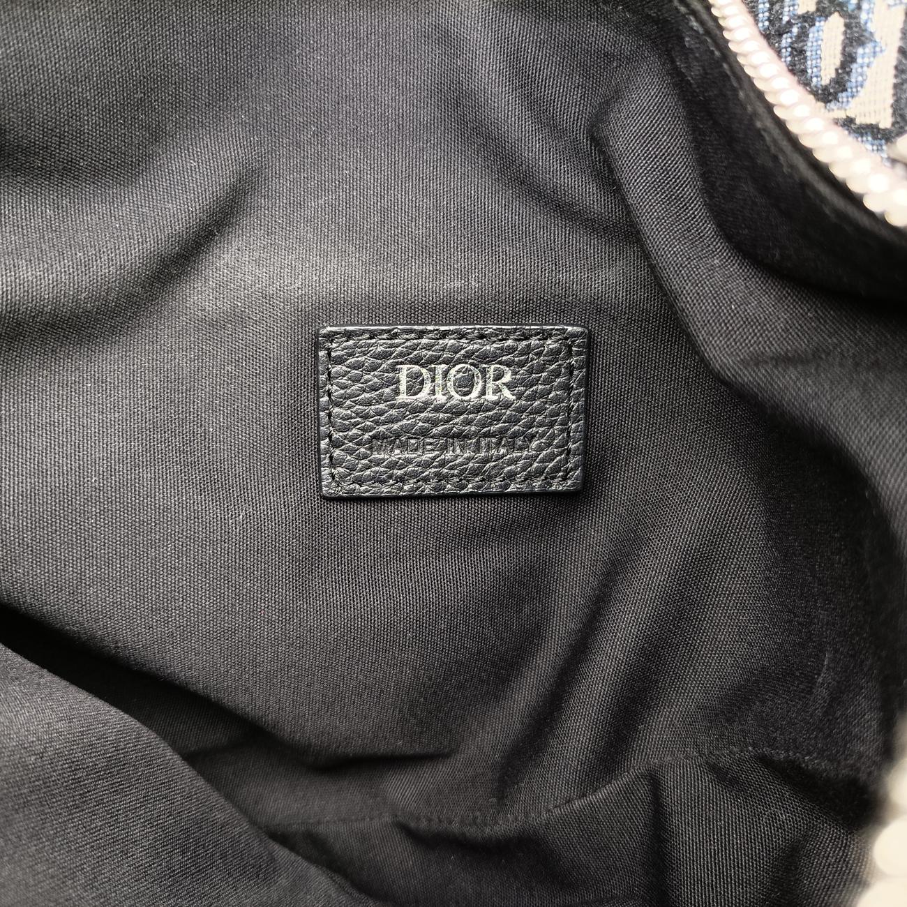 Pre-owned Christian Dior saddle Navy×Gray Jacquard  bum bag/waist bag | stylenewstar