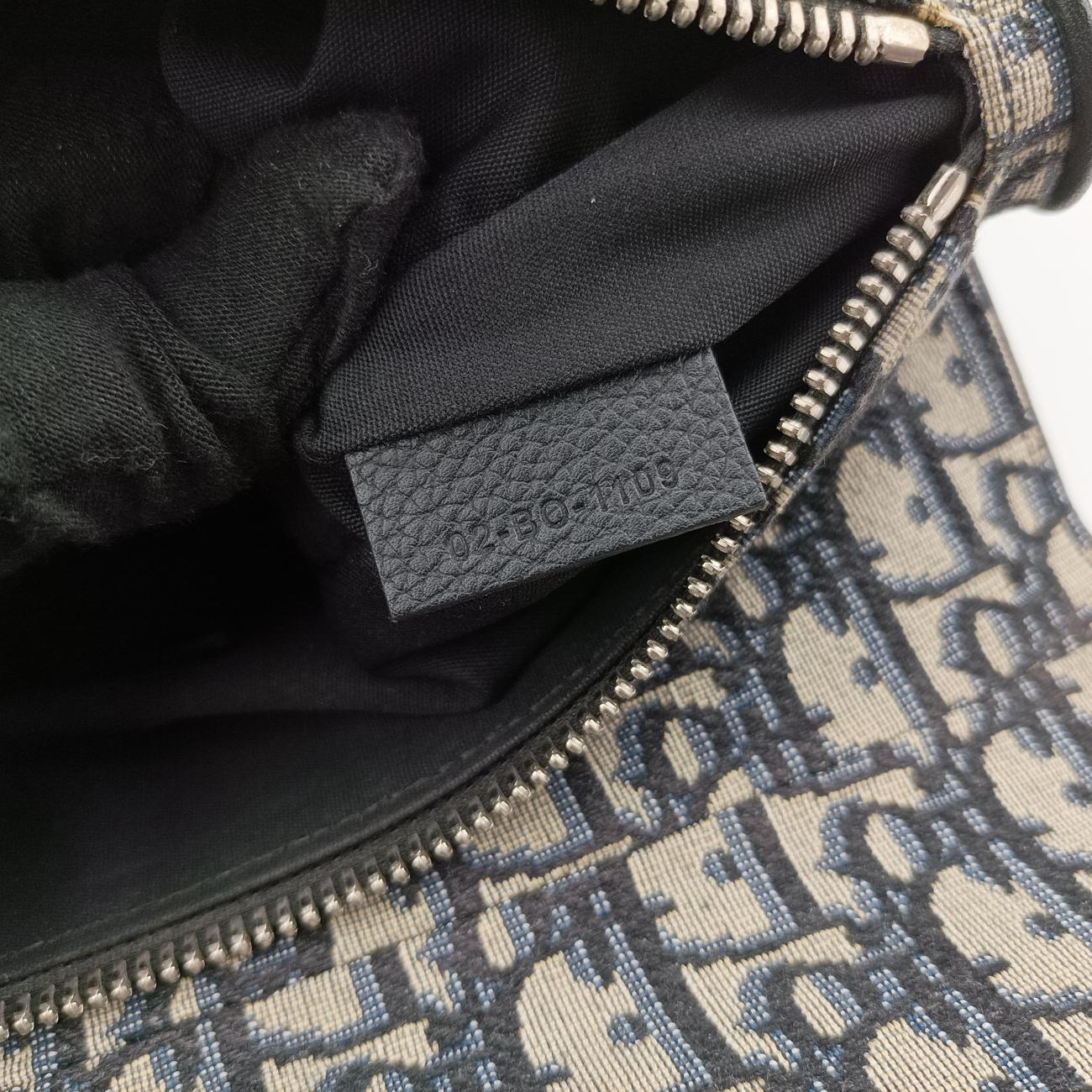 Pre-owned Christian Dior saddle Navy×Gray Jacquard  bum bag/waist bag | stylenewstar