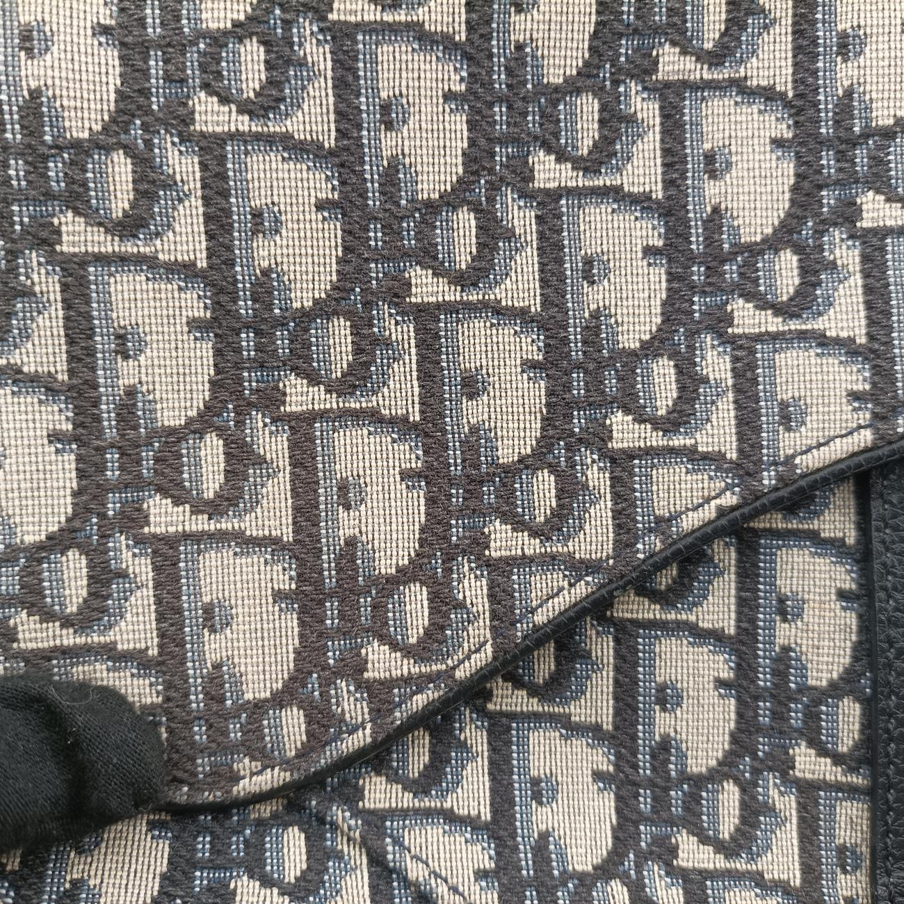 Pre-owned Christian Dior saddle Navy×Gray Jacquard  bum bag/waist bag | stylenewstar