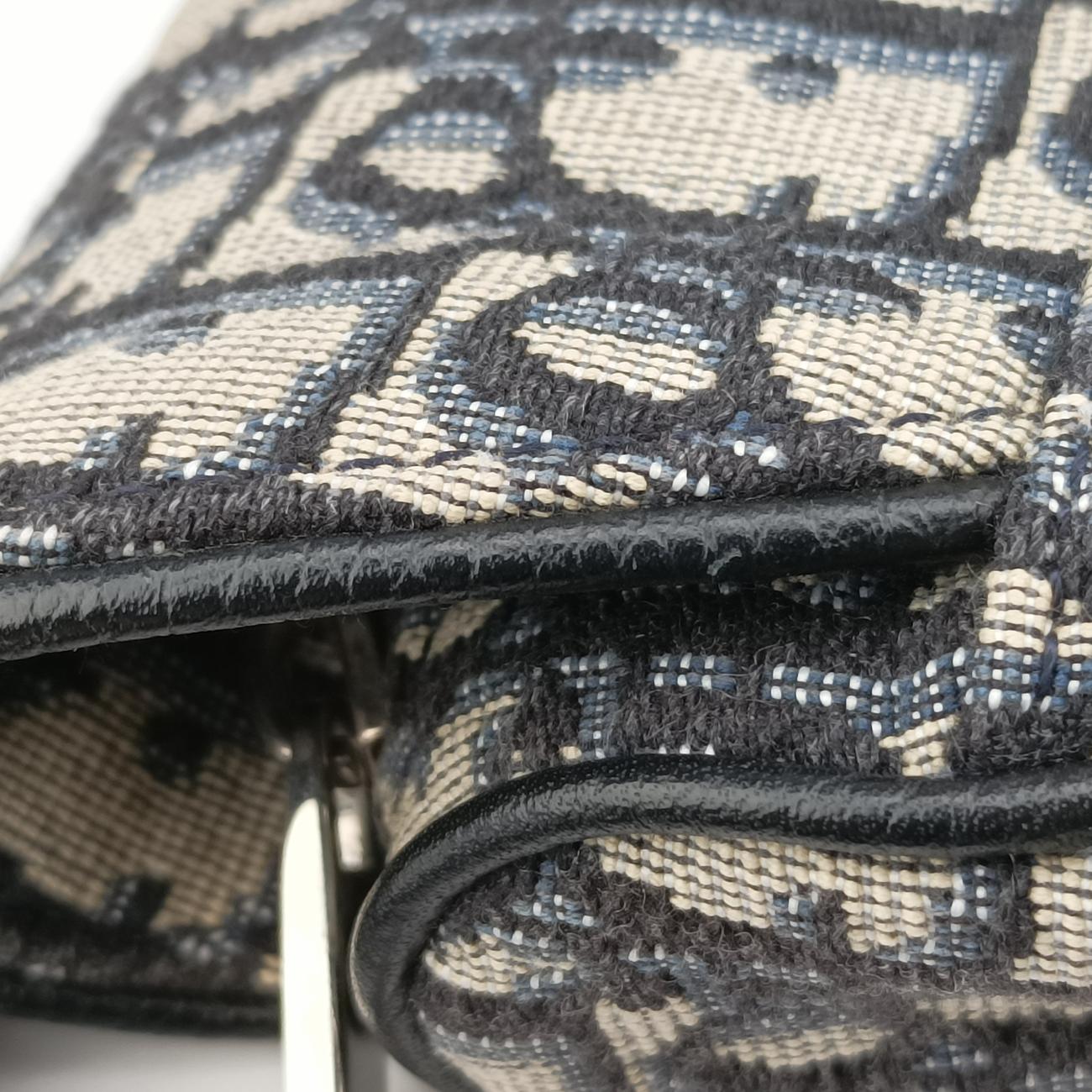 Pre-owned Christian Dior saddle Navy×Gray Jacquard  bum bag/waist bag | stylenewstar