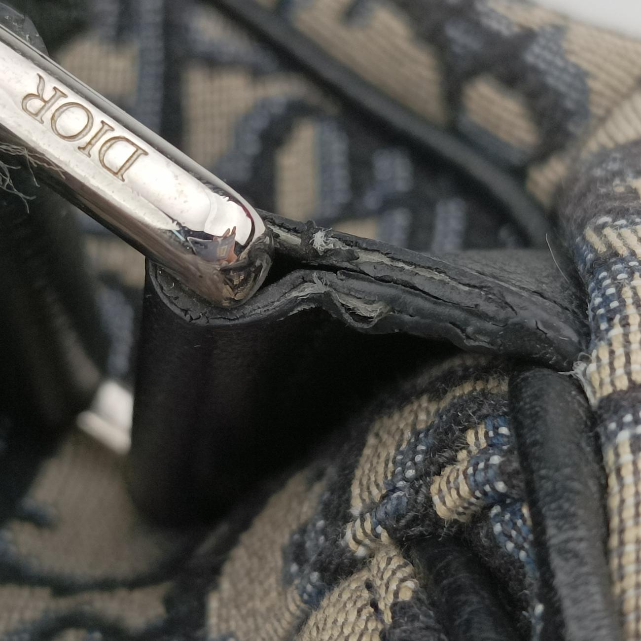 Pre-owned Christian Dior saddle Navy×Gray Jacquard  bum bag/waist bag | stylenewstar