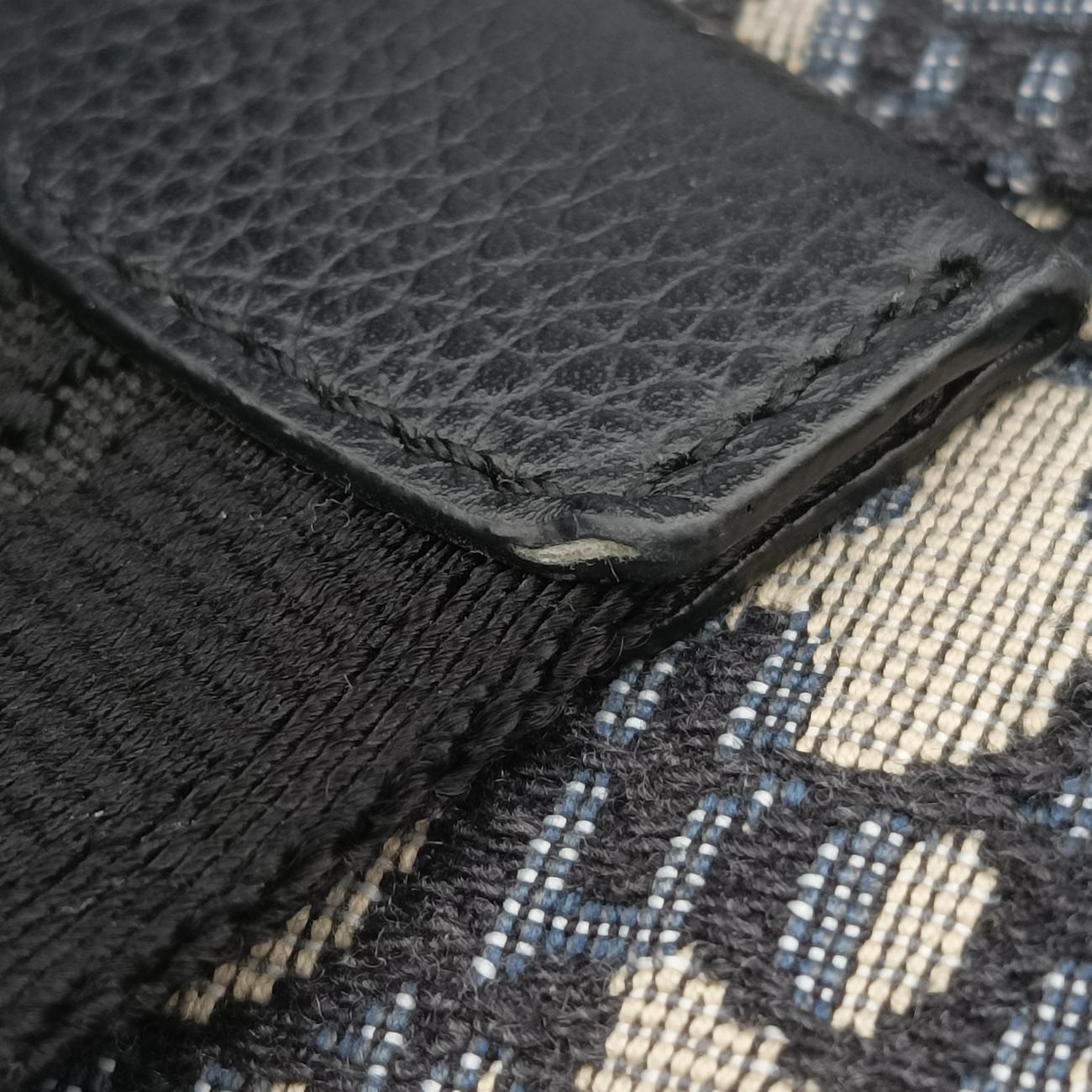 Pre-owned Christian Dior saddle Navy×Gray Jacquard  bum bag/waist bag | stylenewstar