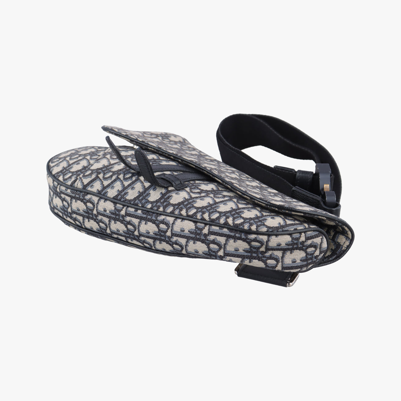 Pre-owned Christian Dior saddle Navy×Gray Jacquard  bum bag/waist bag | stylenewstar