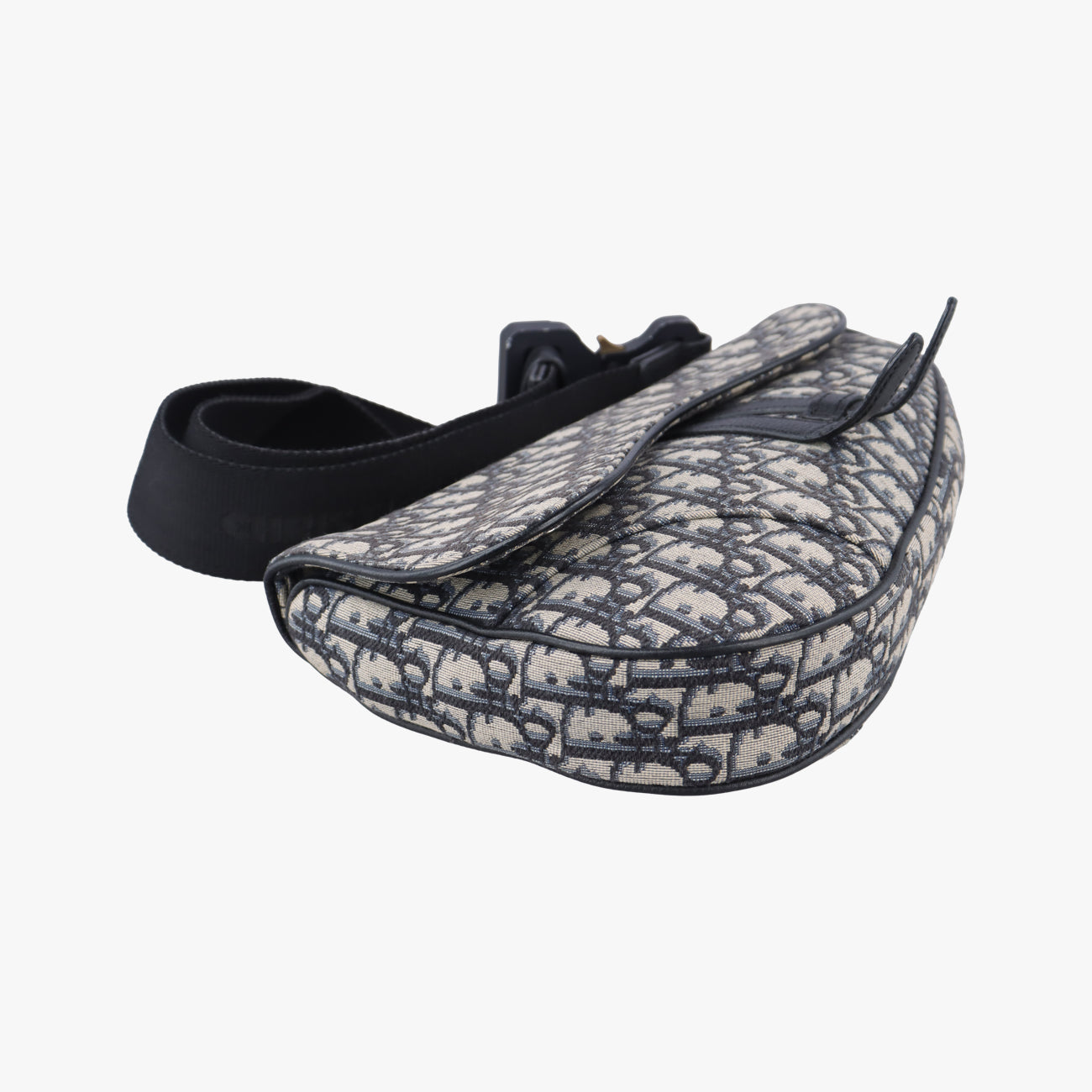 Pre-owned Christian Dior saddle Navy×Gray Jacquard  bum bag/waist bag | stylenewstar