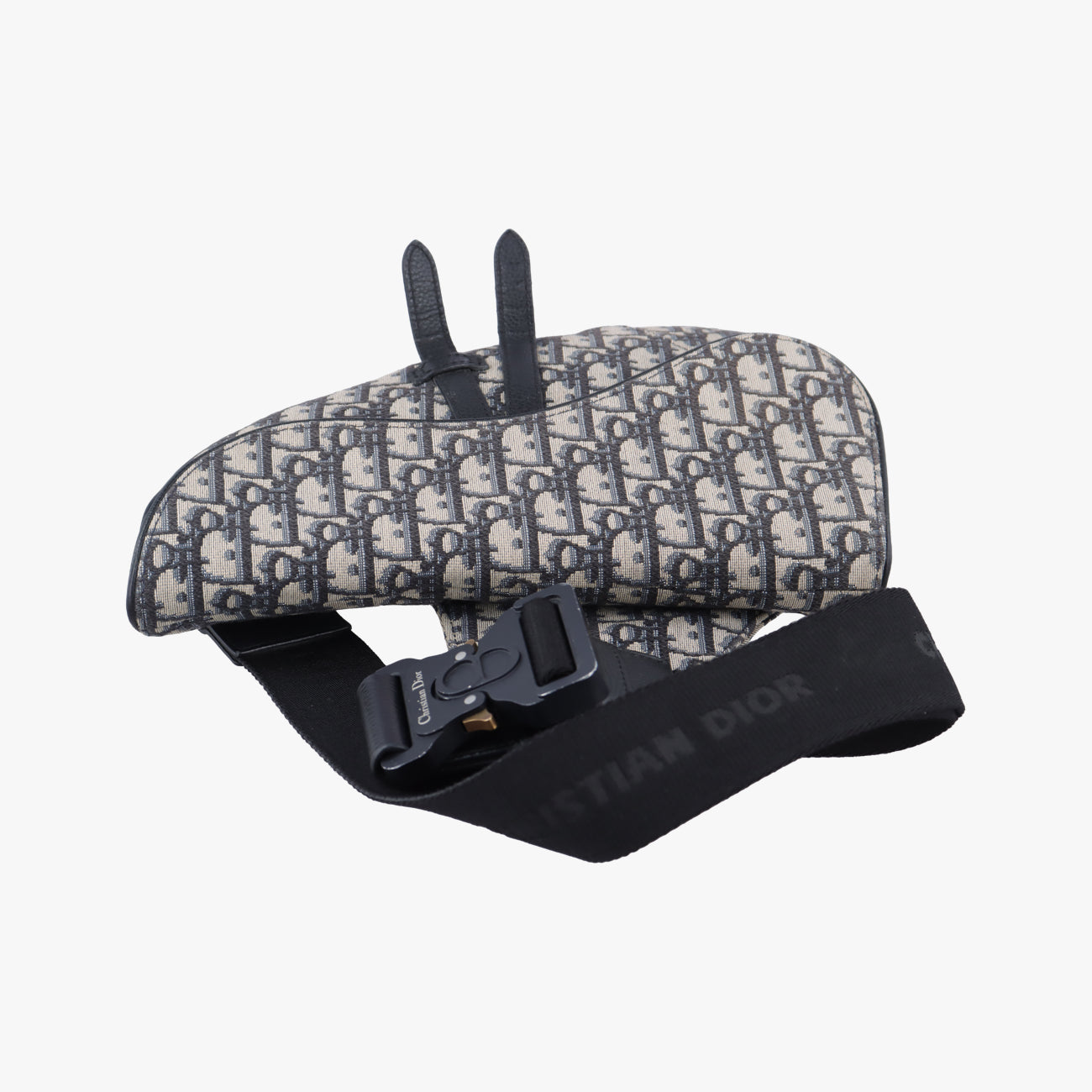 Pre-owned Christian Dior saddle Navy×Gray Jacquard  bum bag/waist bag | stylenewstar
