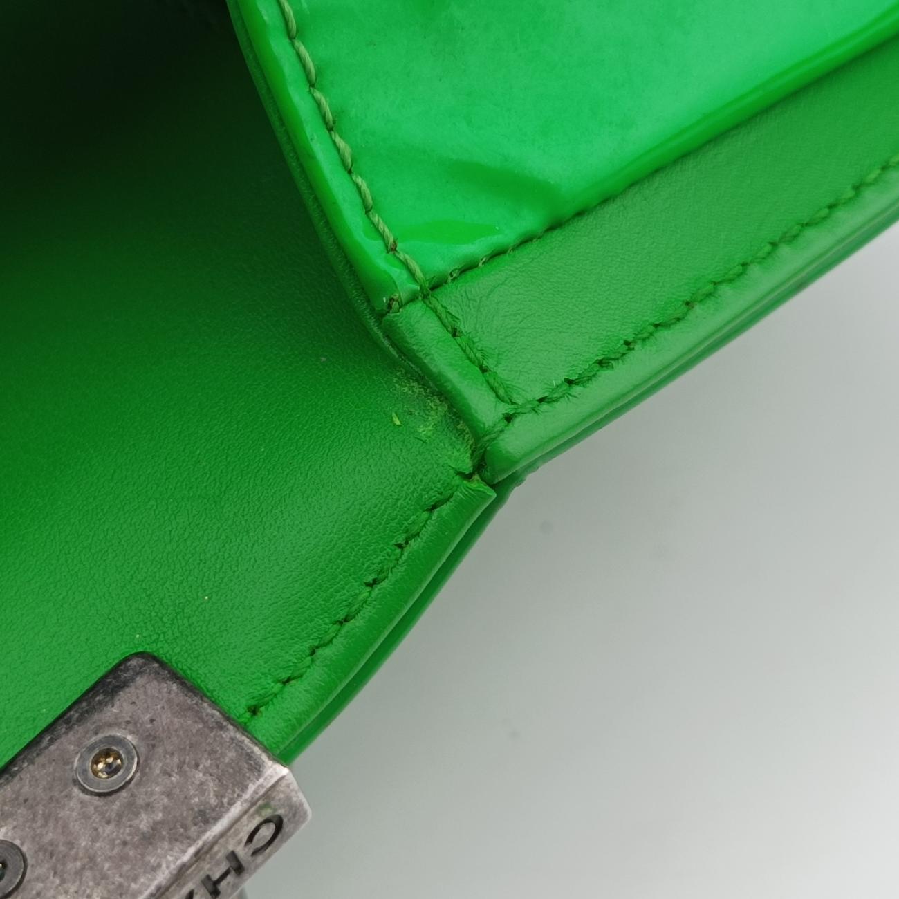 Pre-owned Chanel BOY CHANEL Green Patent Leather A67085 shoulderbag | stylenewstar