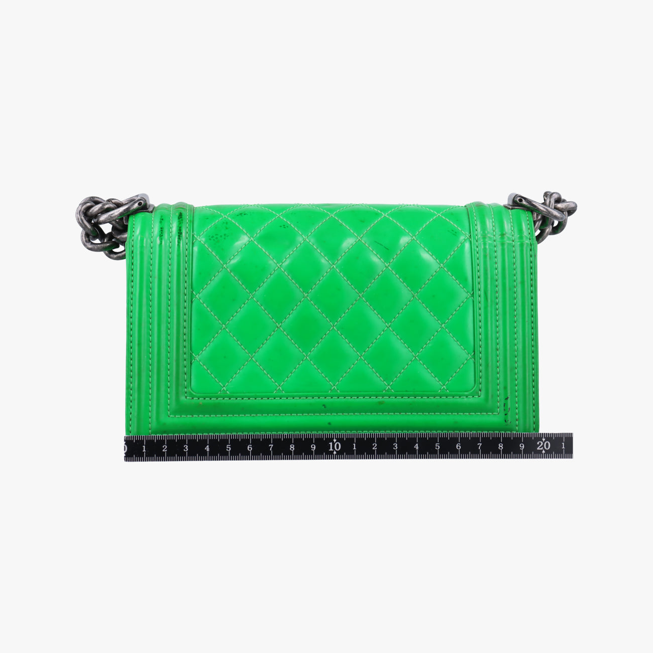 Pre-owned Chanel BOY CHANEL Green Patent Leather A67085 shoulderbag | stylenewstar