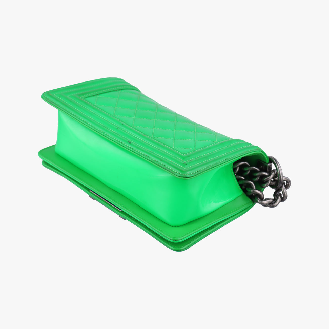 Pre-owned Chanel BOY CHANEL Green Patent Leather A67085 shoulderbag | stylenewstar