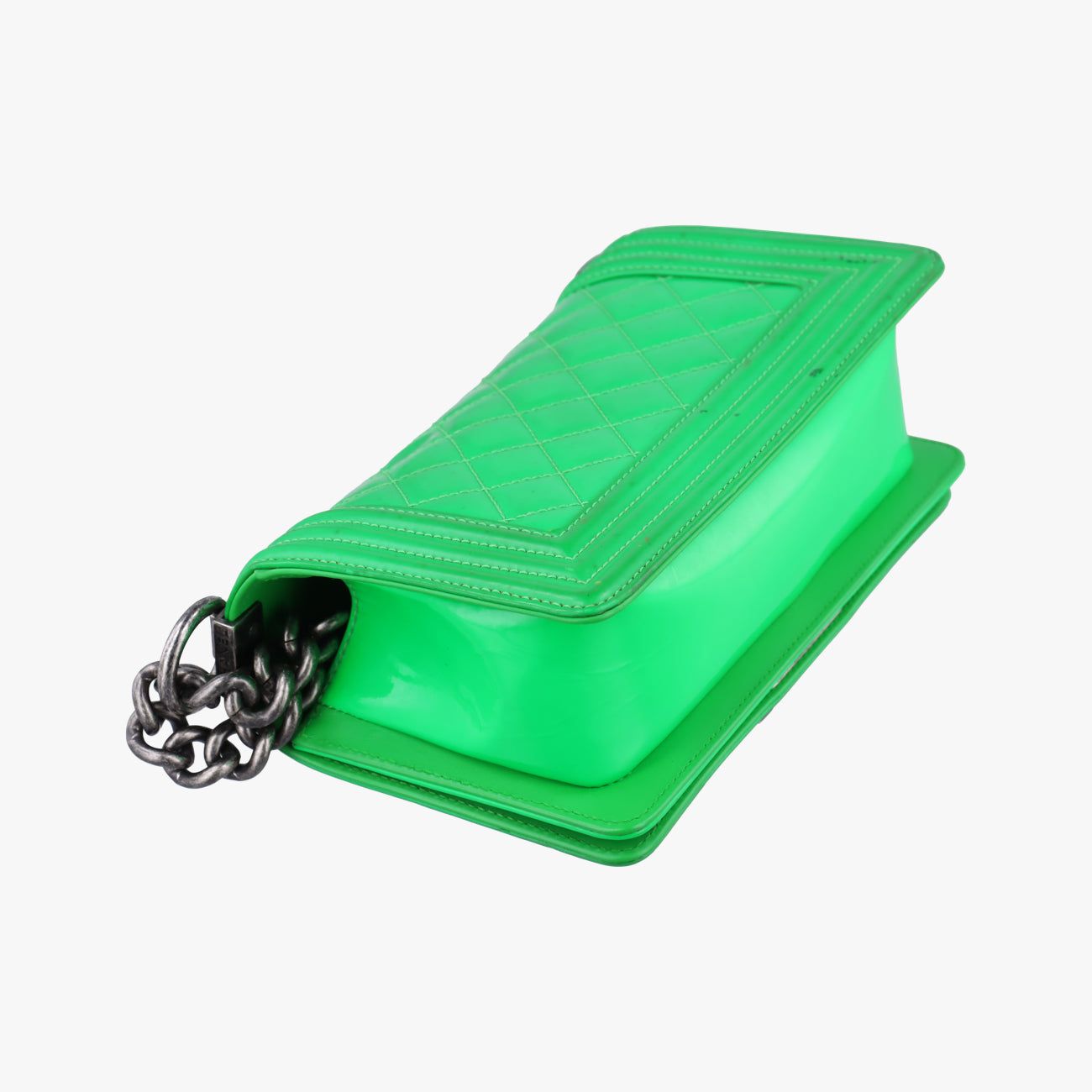 Pre-owned Chanel BOY CHANEL Green Patent Leather A67085 shoulderbag | stylenewstar