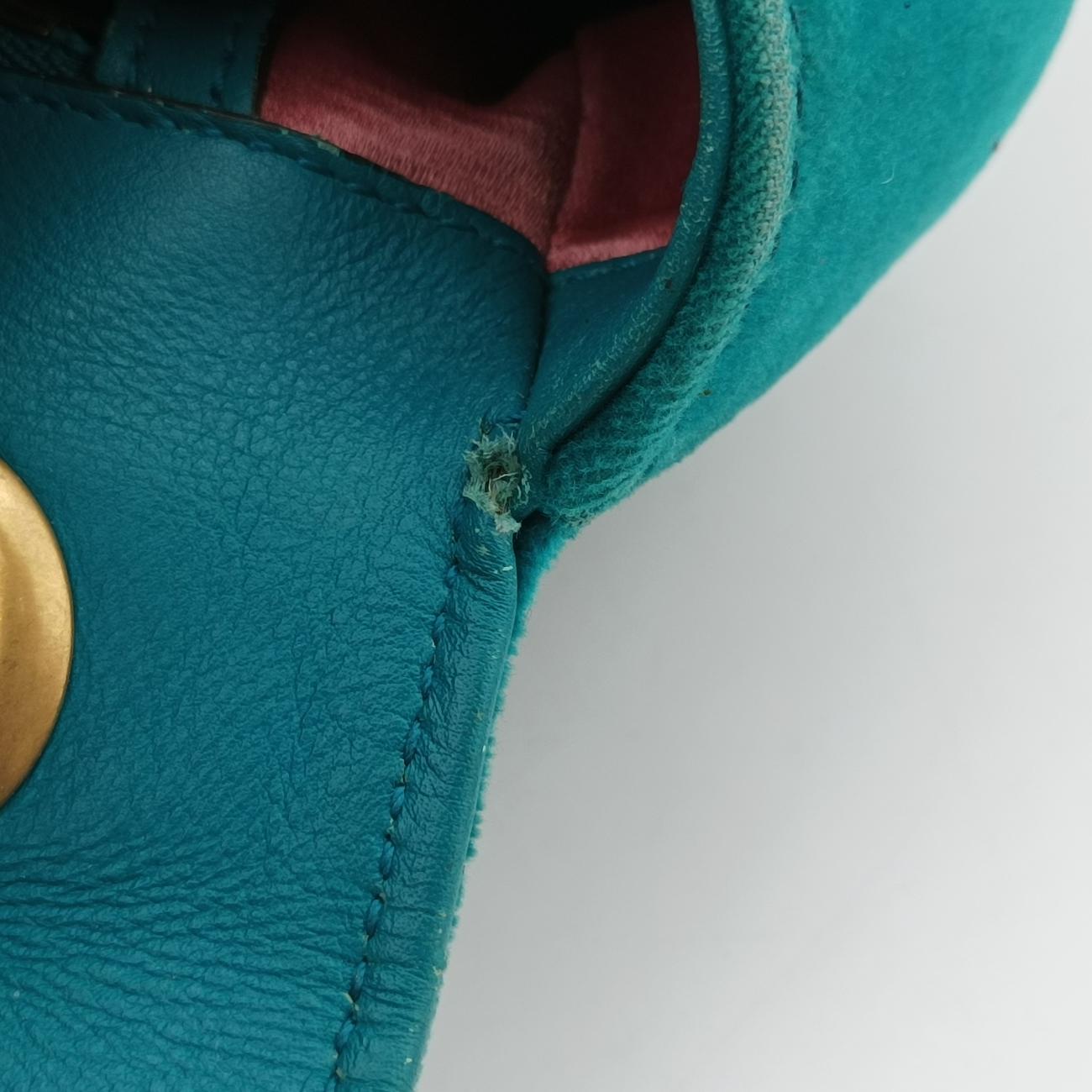 Pre-owned Gucci GG Marmont Blue velour 443497 shoulderbag | stylenewstar