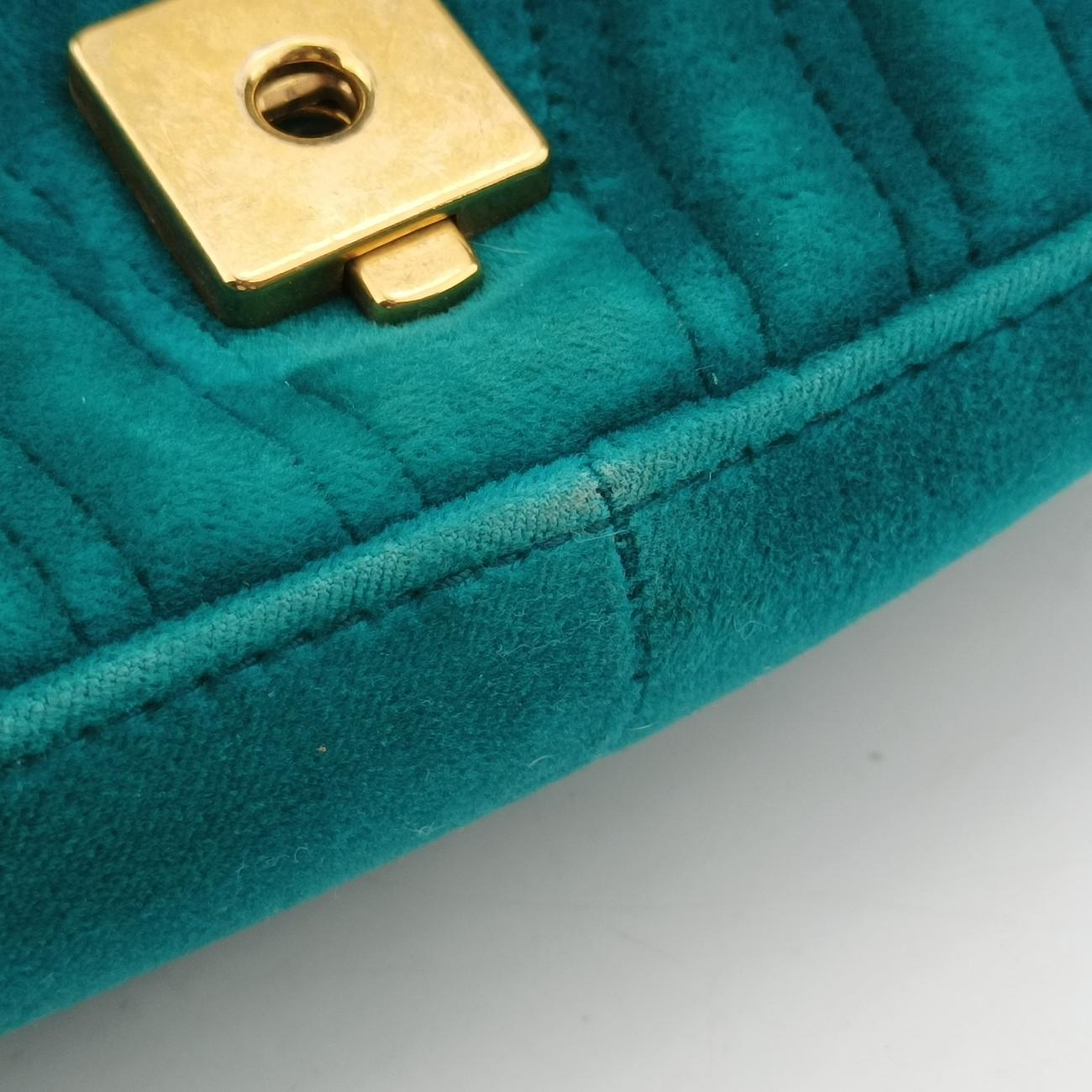 Pre-owned Gucci GG Marmont Blue velour 443497 shoulderbag | stylenewstar