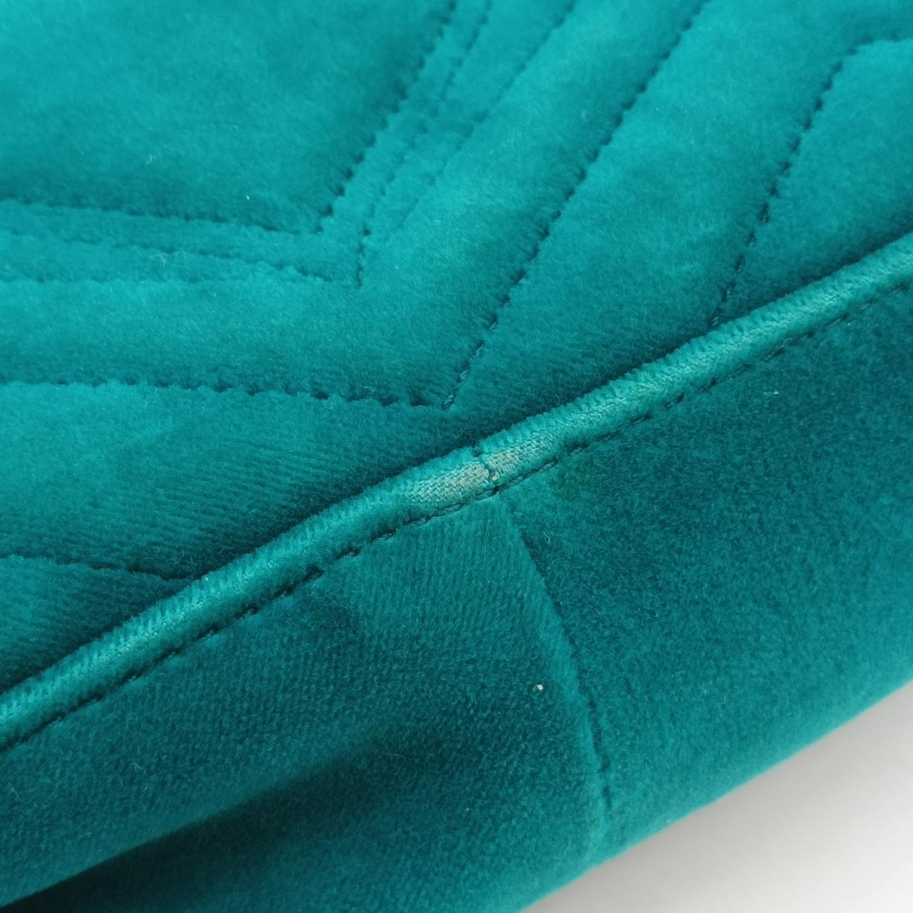 Pre-owned Gucci GG Marmont Blue velour 443497 shoulderbag | stylenewstar