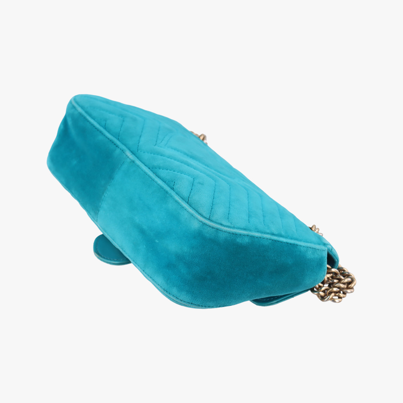 Pre-owned Gucci GG Marmont Blue velour 443497 shoulderbag | stylenewstar